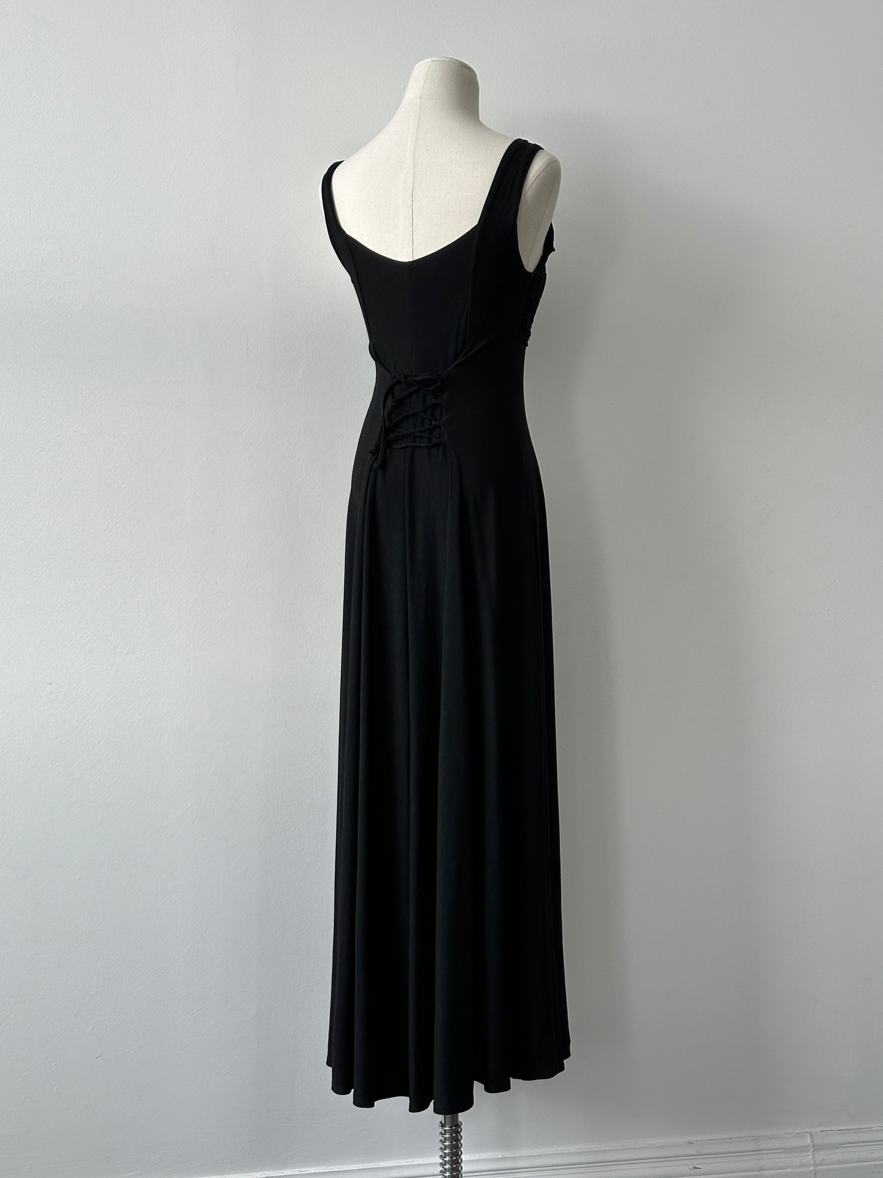 Vintage 1990s Corset Back Floor Length Dress - S-M