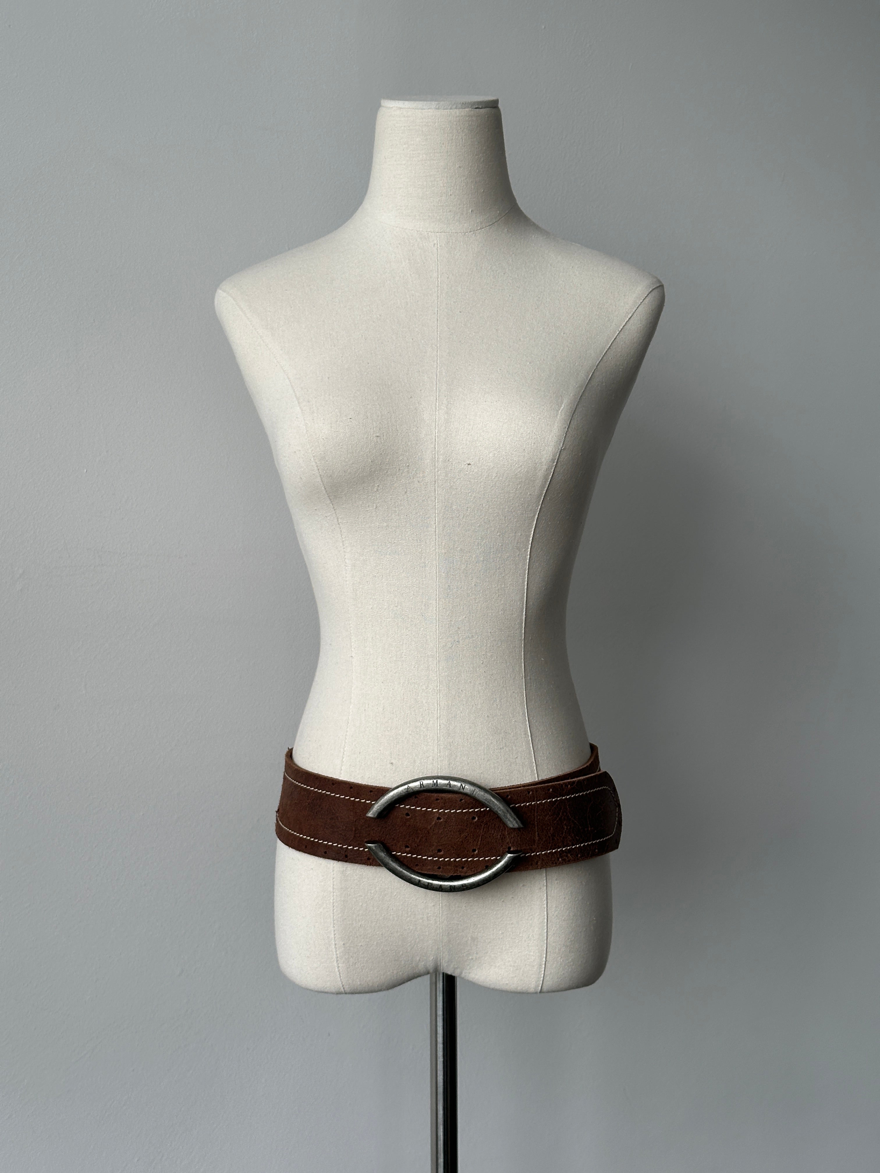 Armani Jeans 2000s Leather Chunky Belt - W33-37