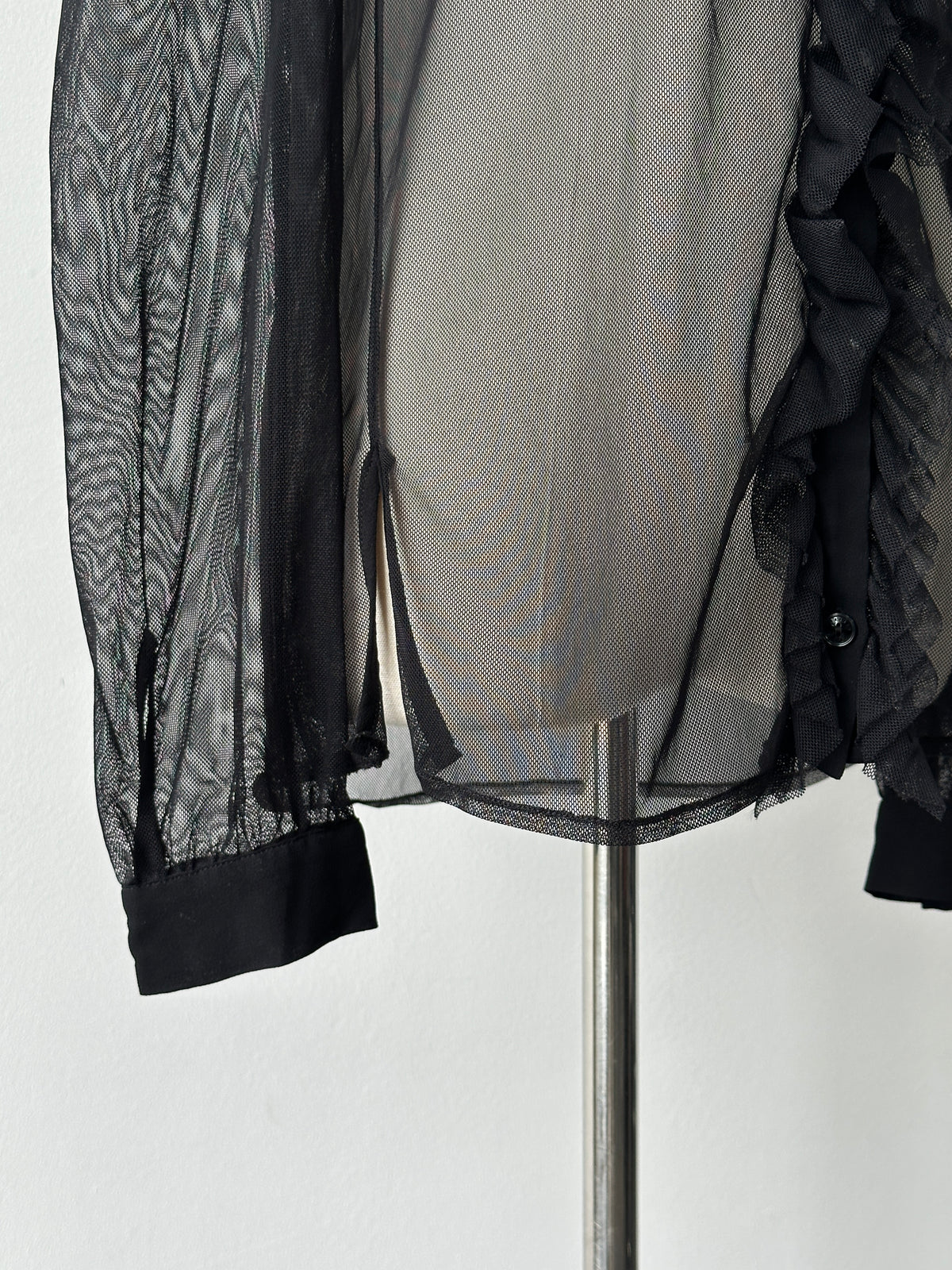 Vintage 2000s Sheer Ruffle Shirt - S