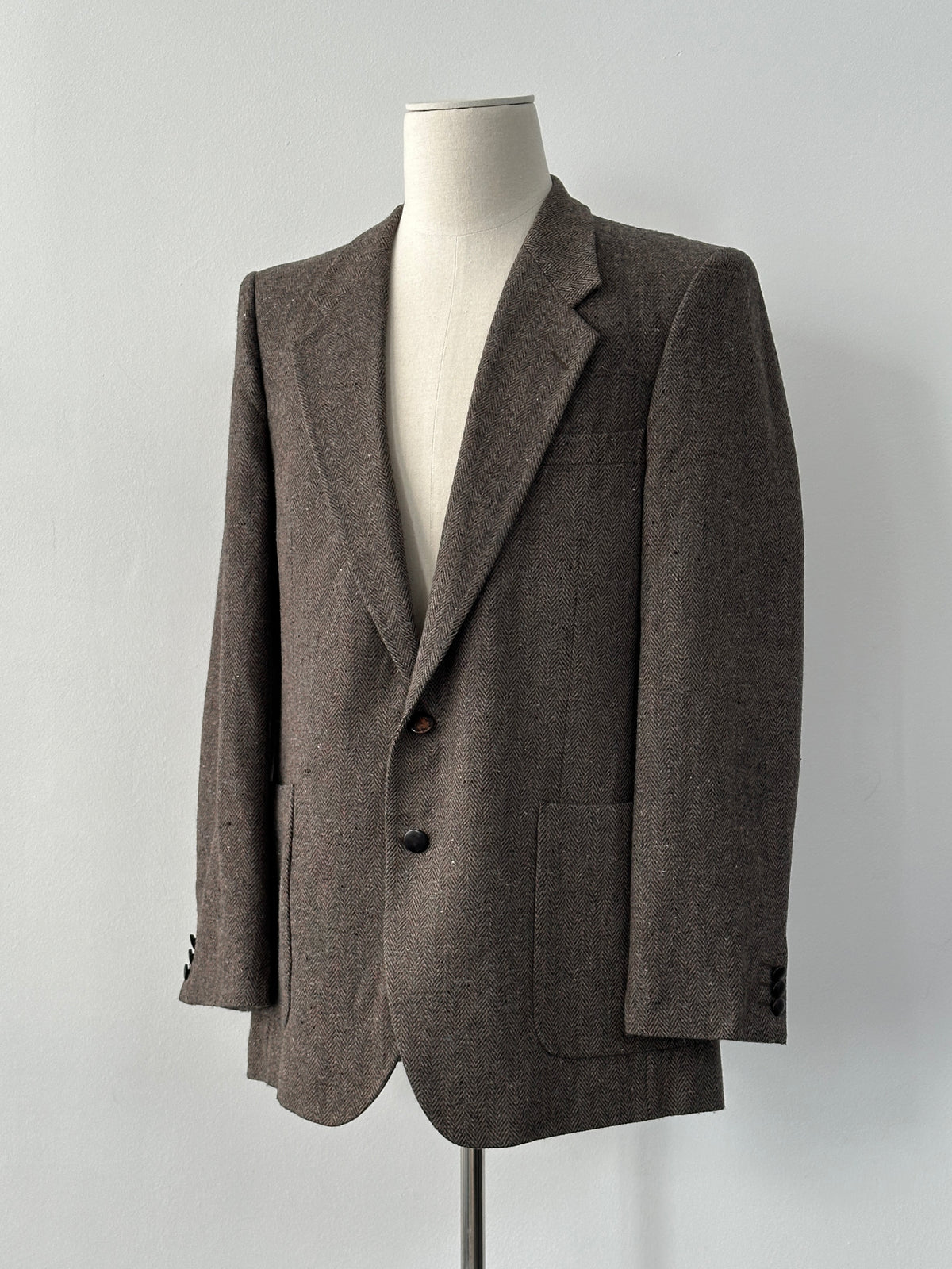Yves Saint Laurent Menswear 1990s Pure Wool Herringbone Blazer - 42R
