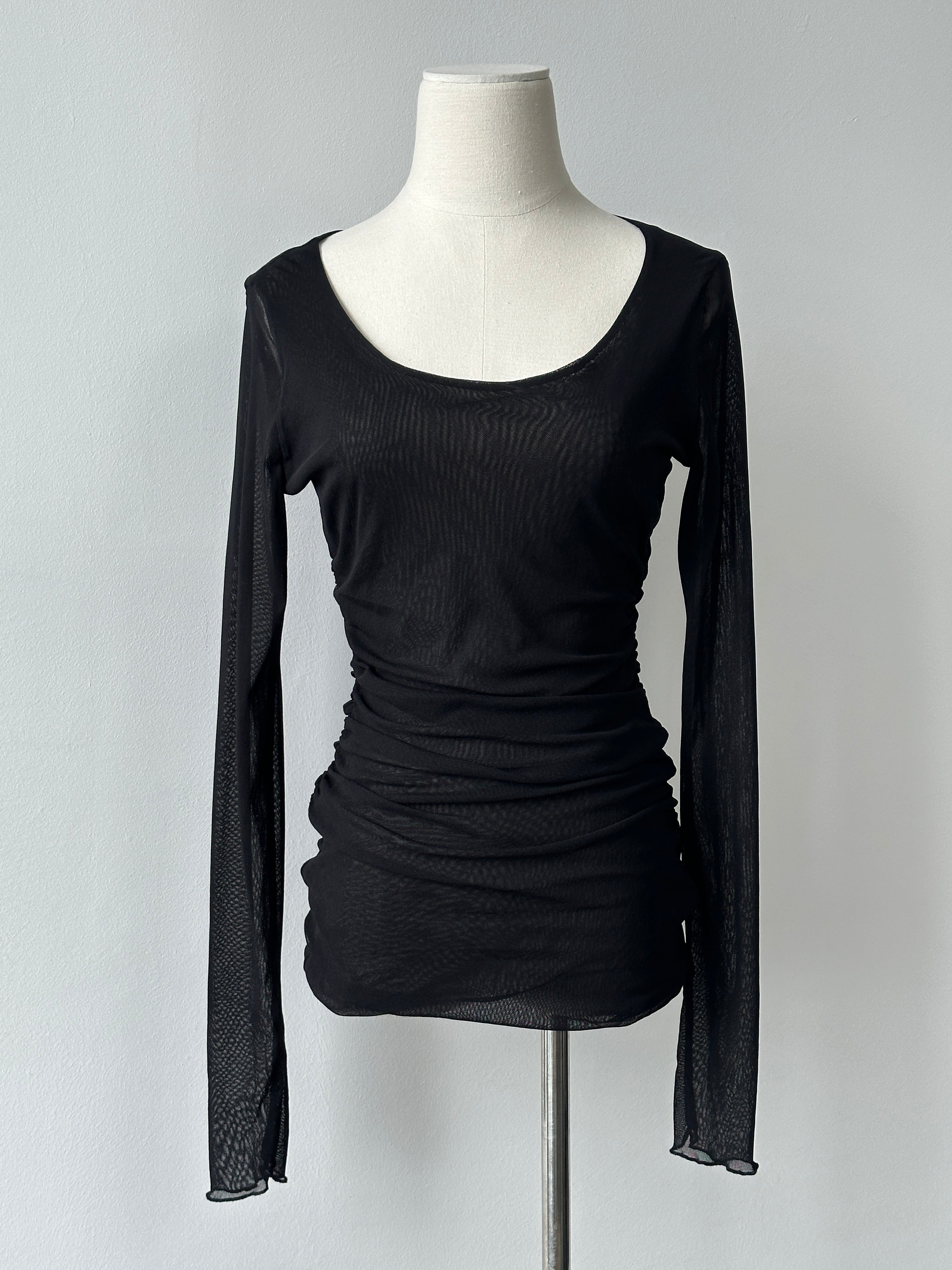 Max Mara Bodywear 2000s Rouched Sheer Top - M