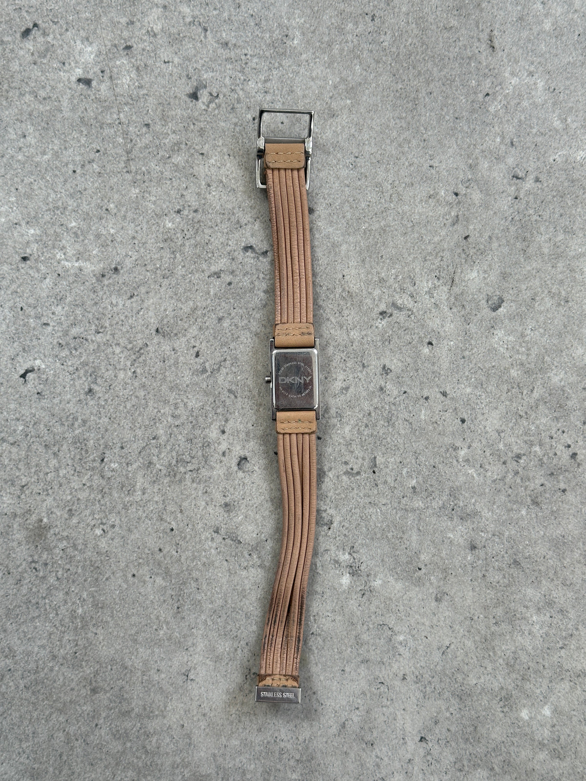 DKNY 2000s Leather Rectangular Quartz Watch
