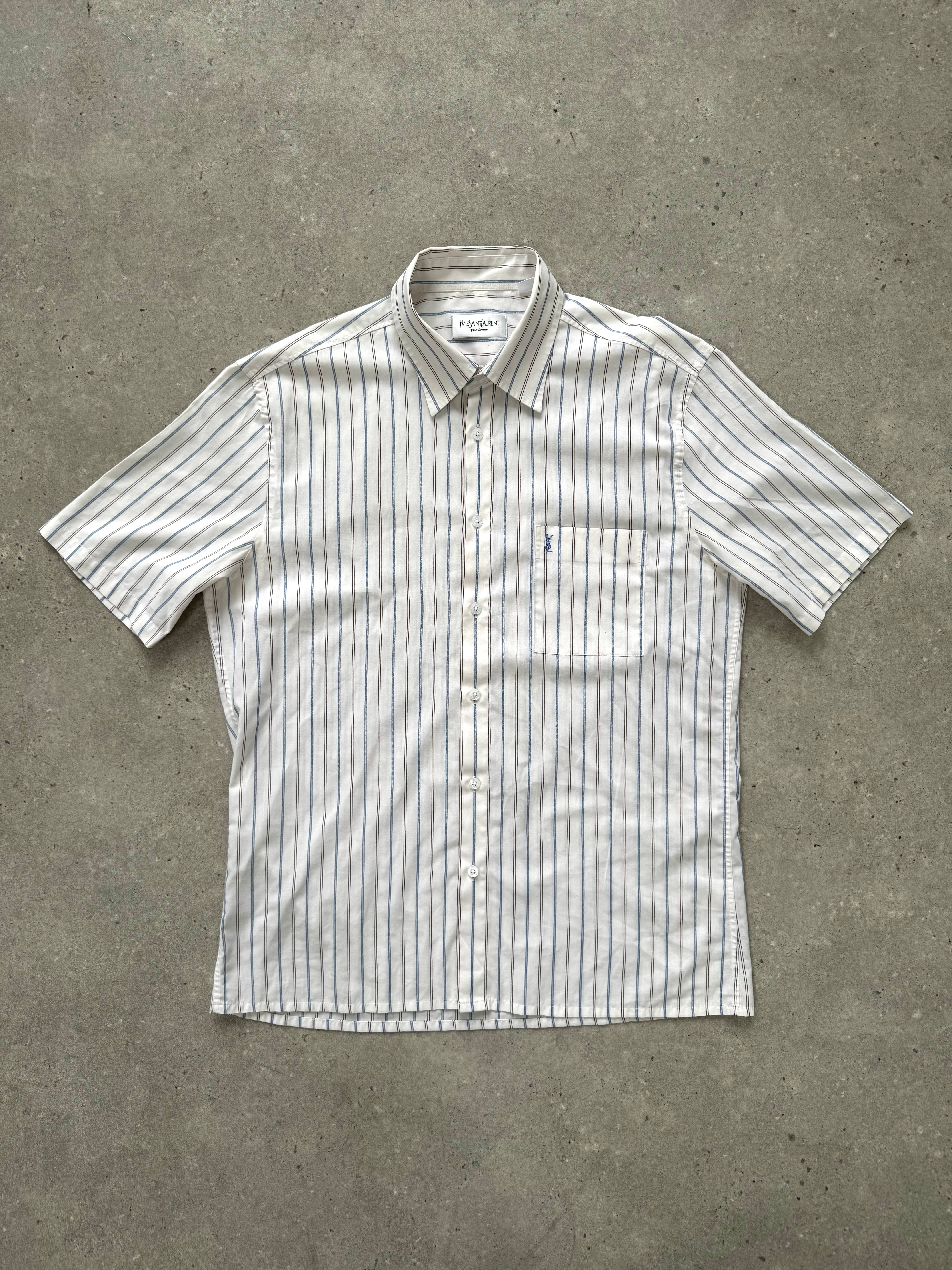 Yves Saint Laurent Pour Homme 1990s Short Sleeve Striped Shirt - M