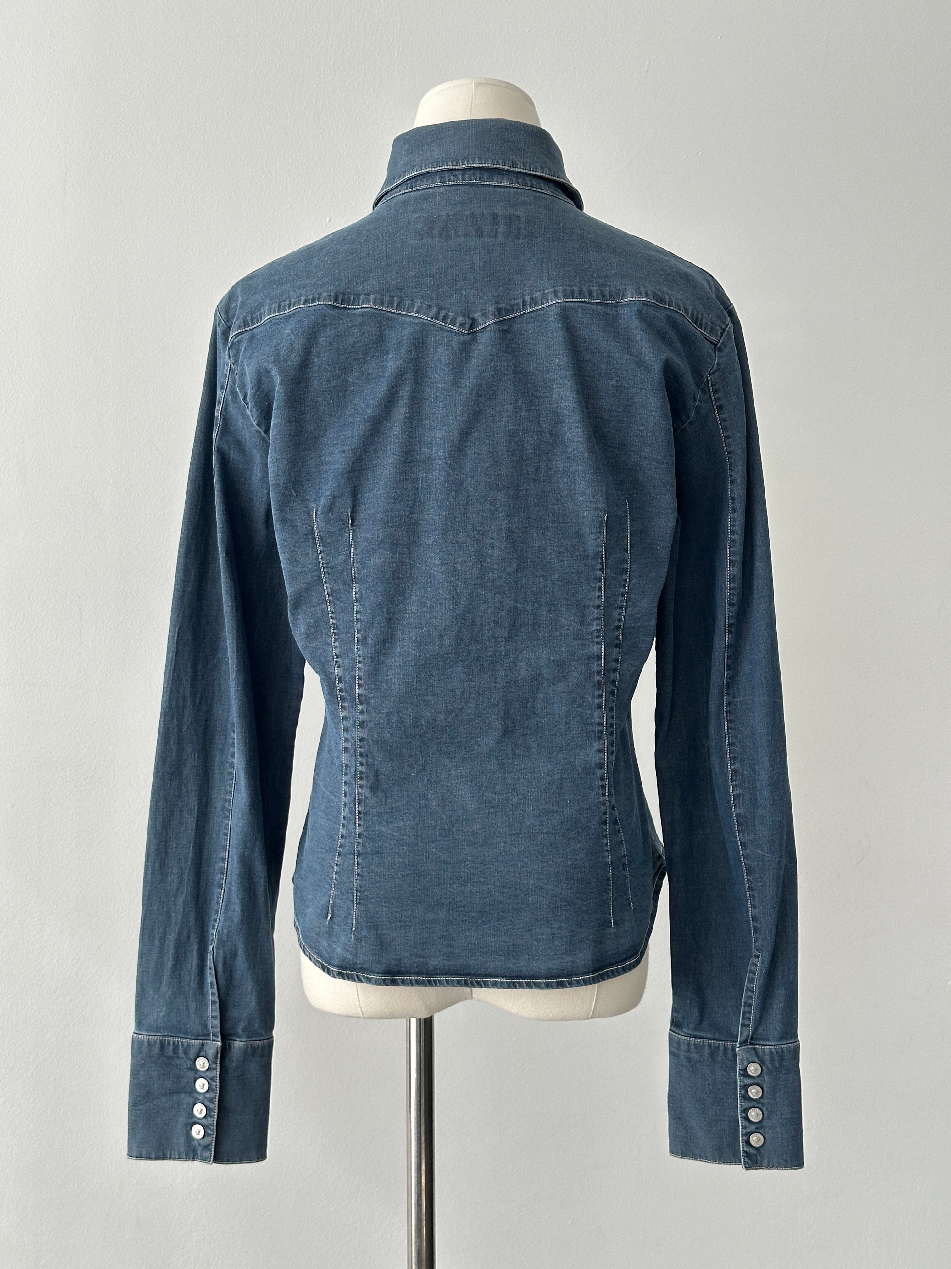 Versace Jeans Couture 2000s Bespoke Button Denim Shirt - M