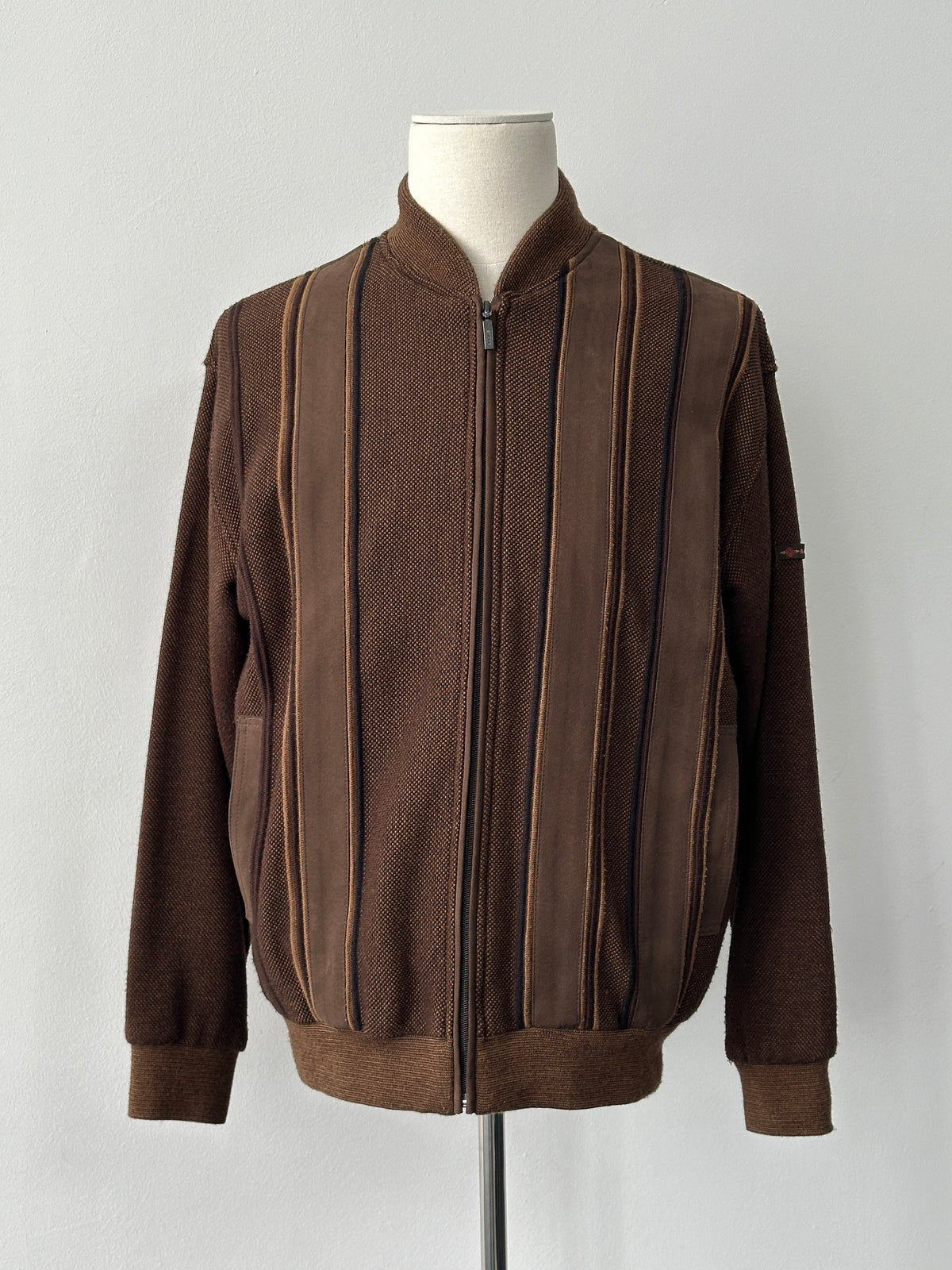 Vintage 2000s Wool Striped Bomber Jacket - L