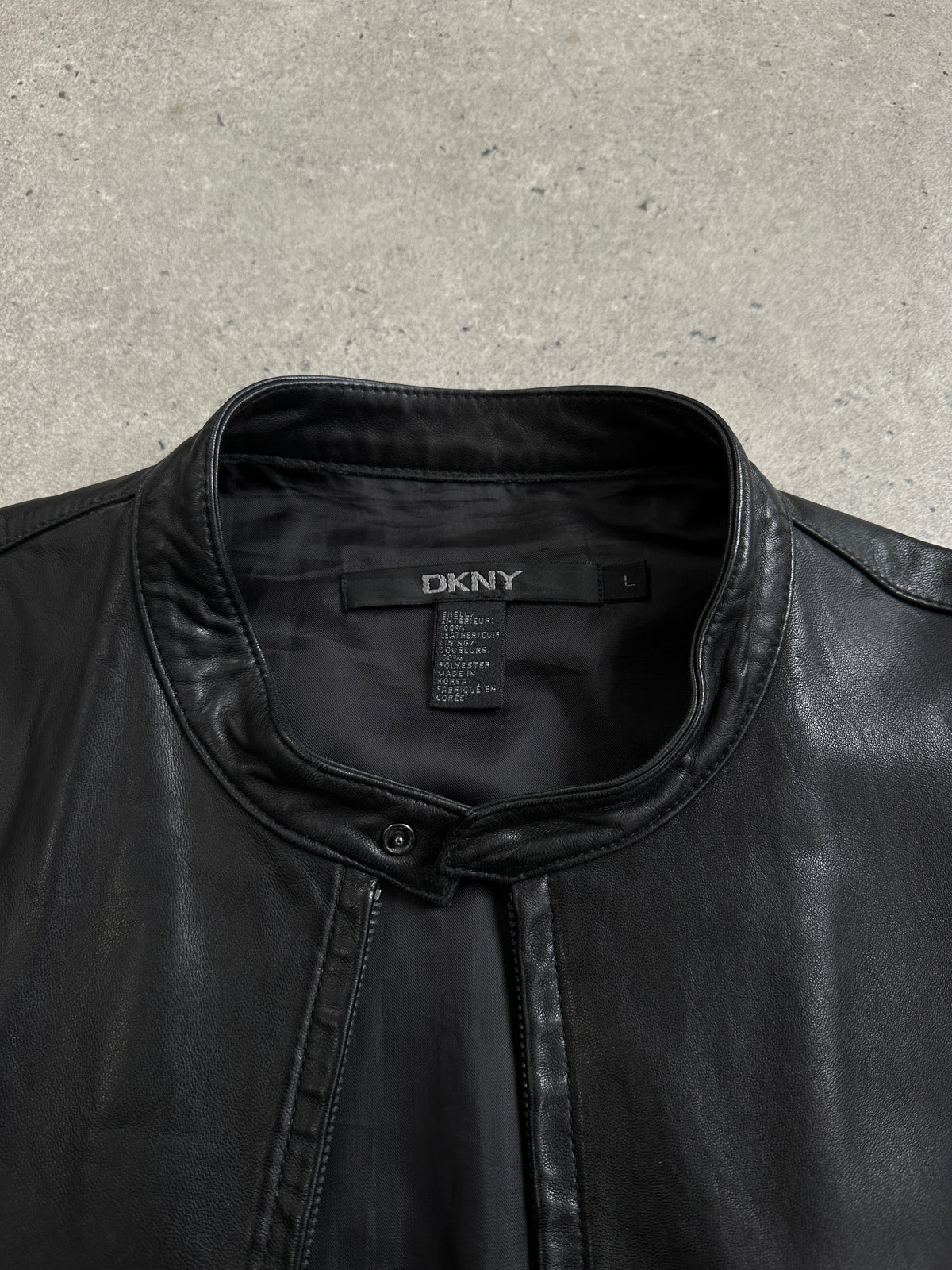 DKNY 1990s Minimal Smooth Leather Jacket - XL