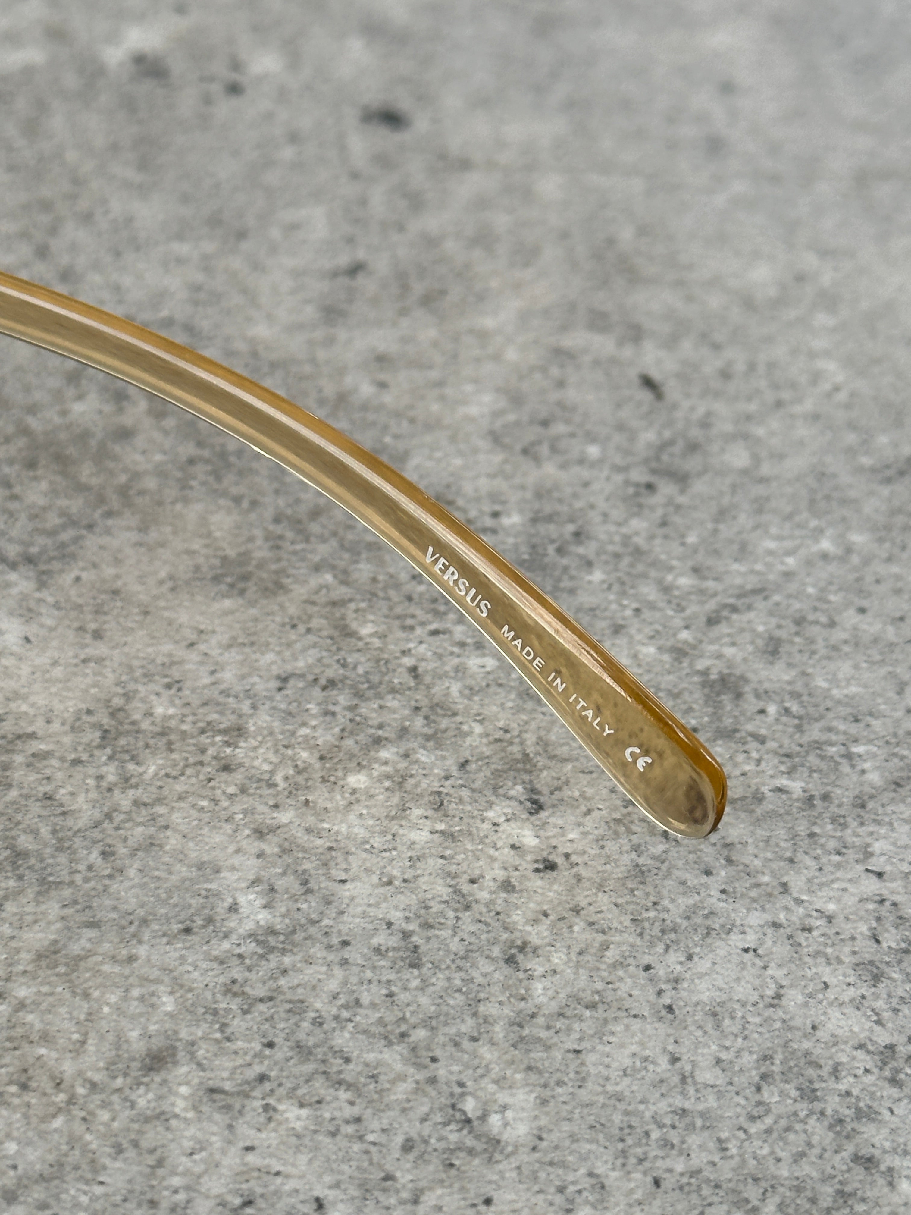 Versace Versus 1990s Rimless Rectangular Logo Sunglasses