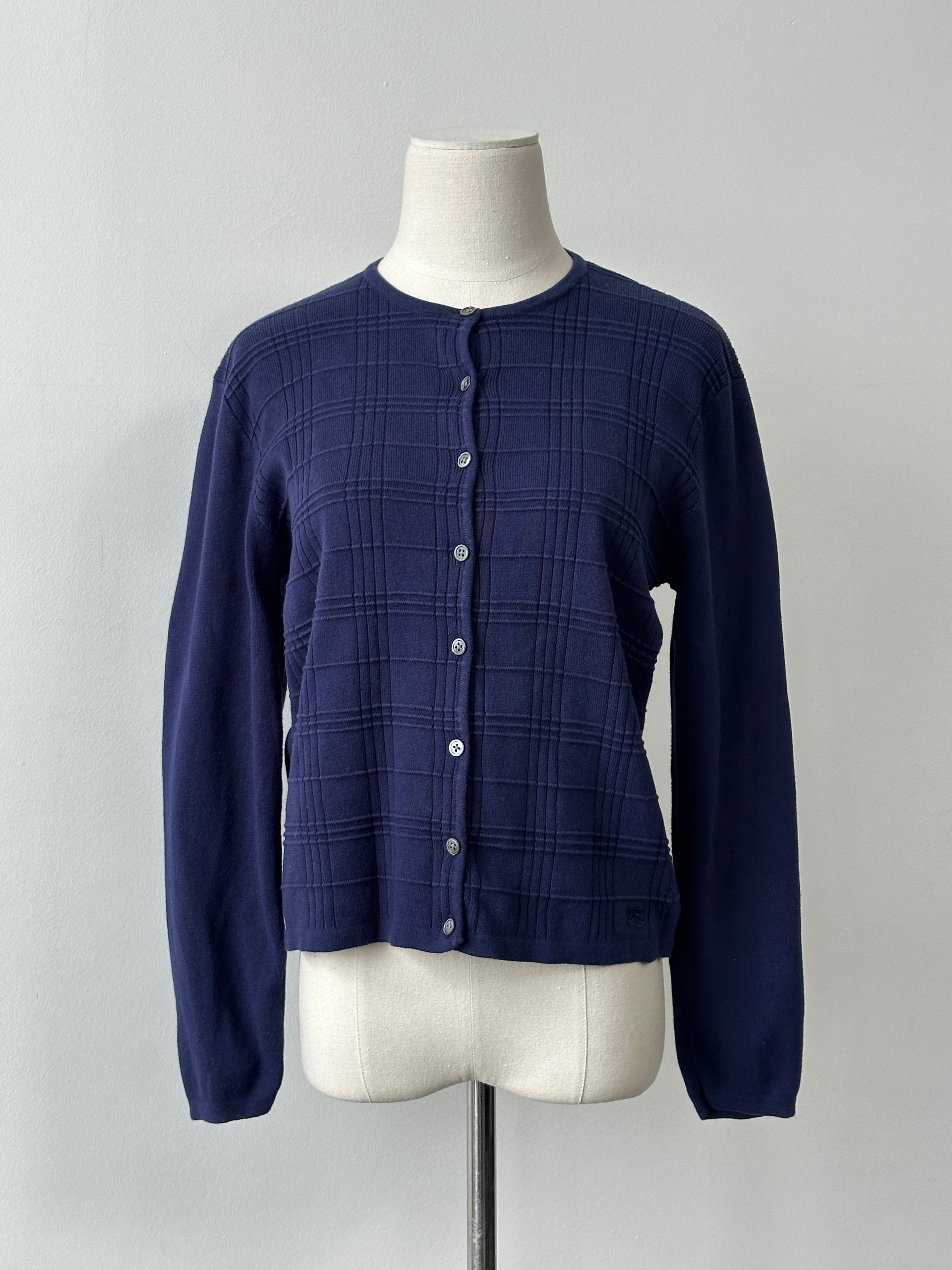 Burberry London 2000s Pure Cotton Check Cardigan - S