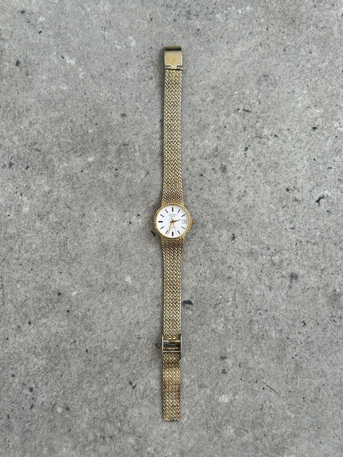 Rotary 1980s Gold Plated Quartz Bracelet Logo Watch