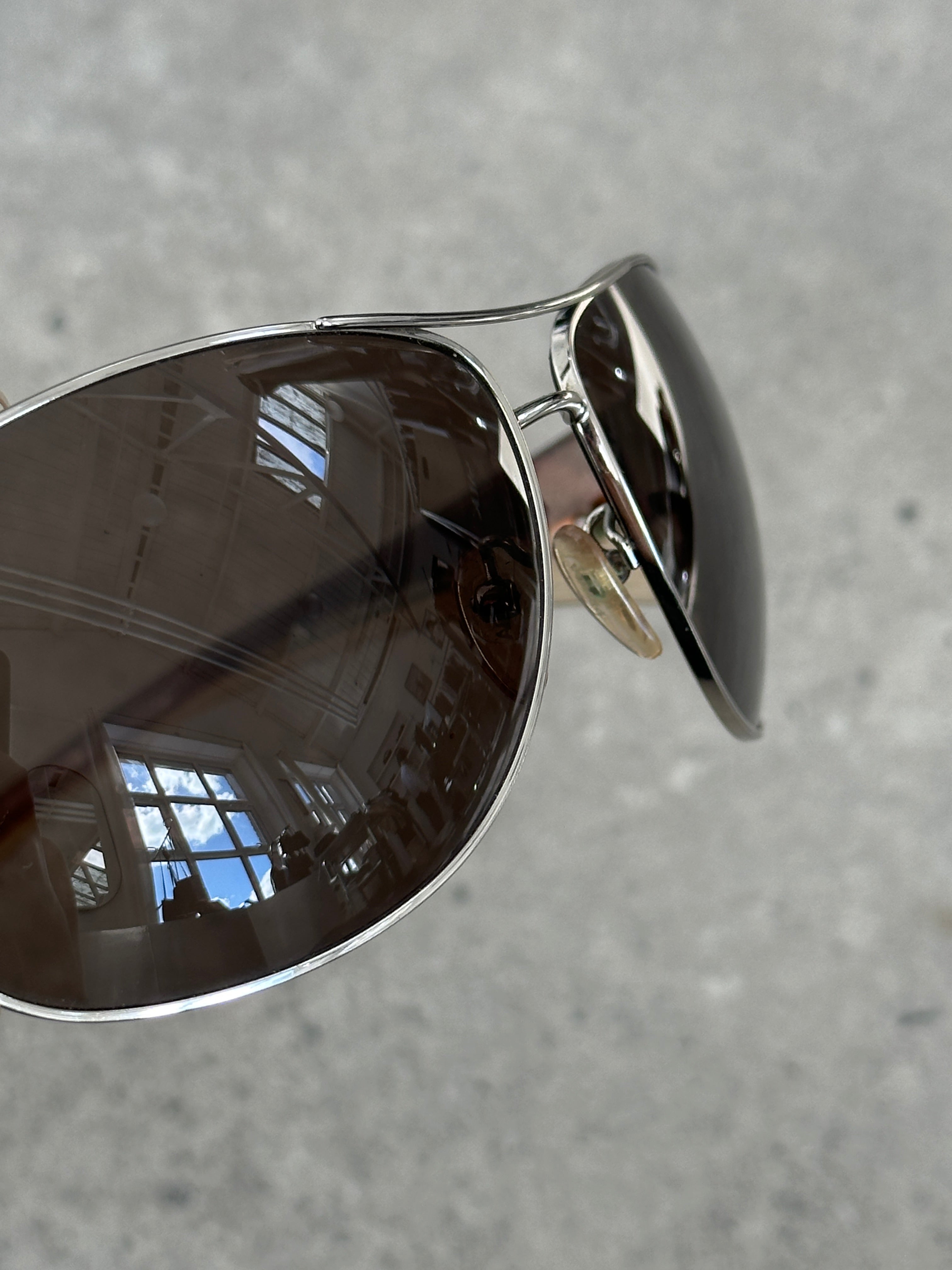 Prada 1990s Aviator Shield Logo Sunglasses