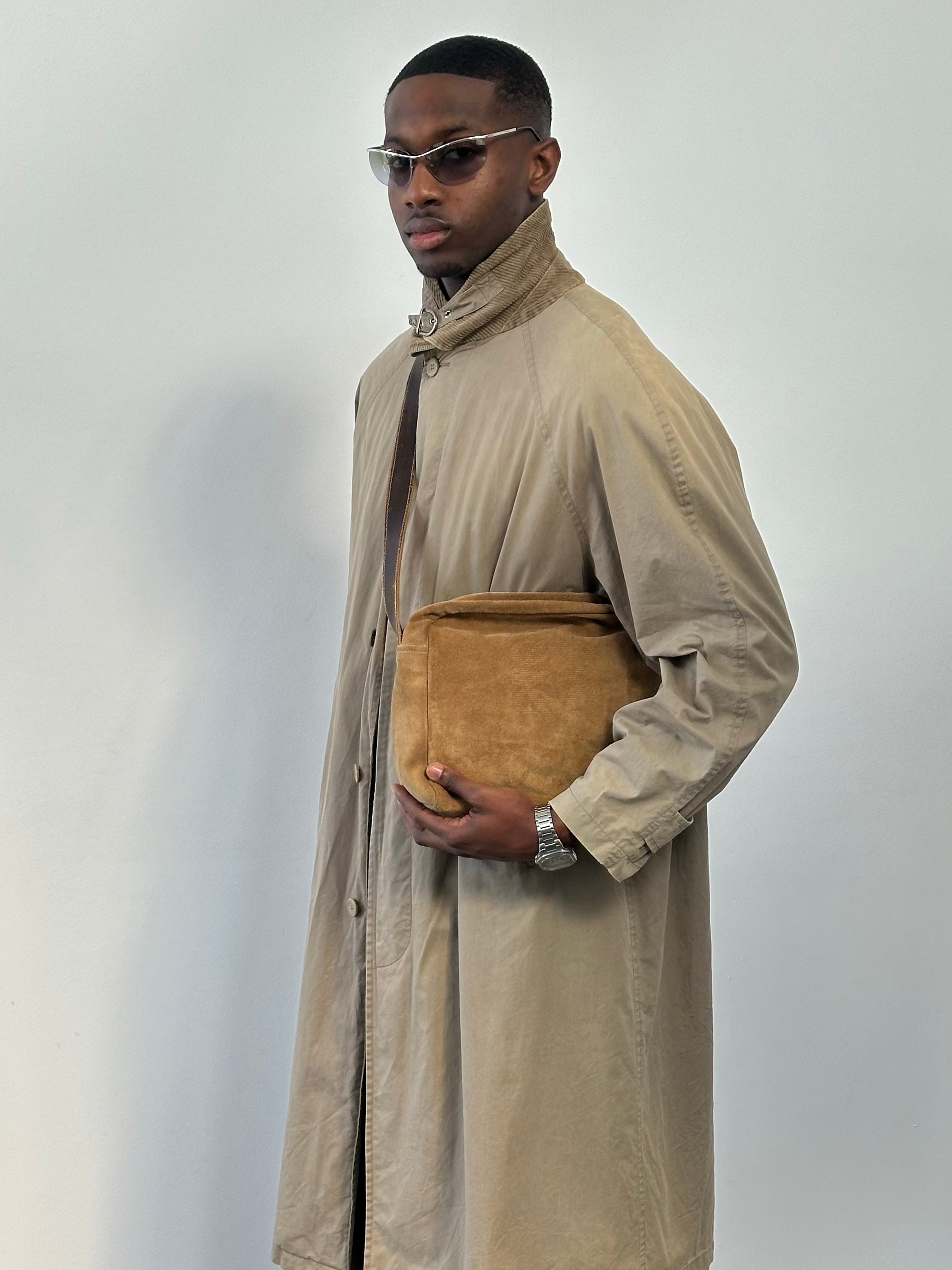 Givenchy 1990s Cotton High Neck Trench Coat - L