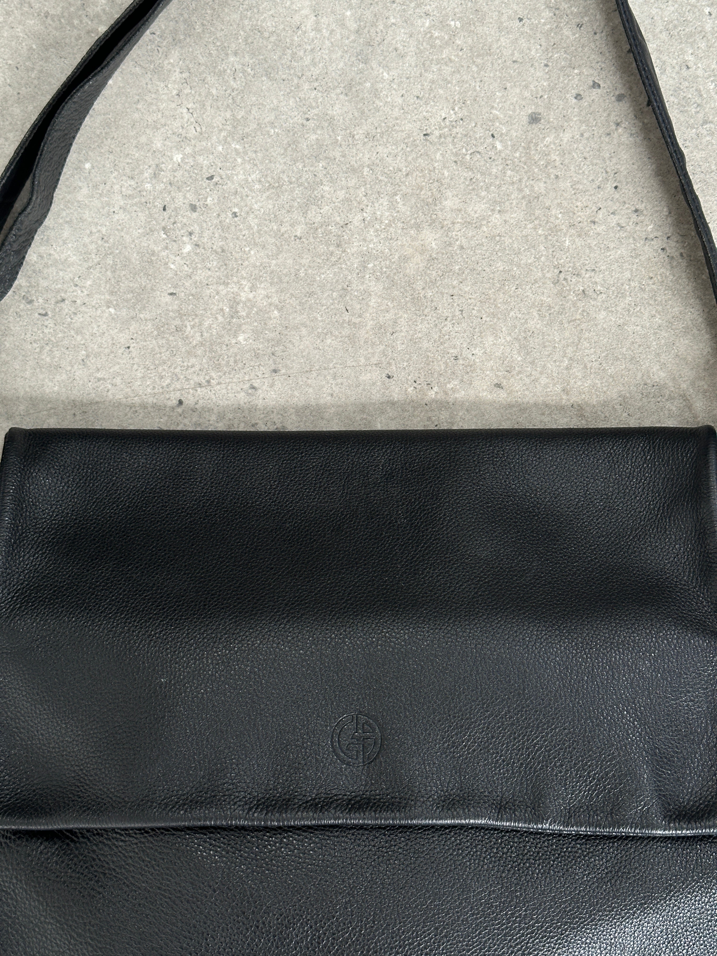 Giorgio Armani 1990s Leather Logo Crossbody Bag