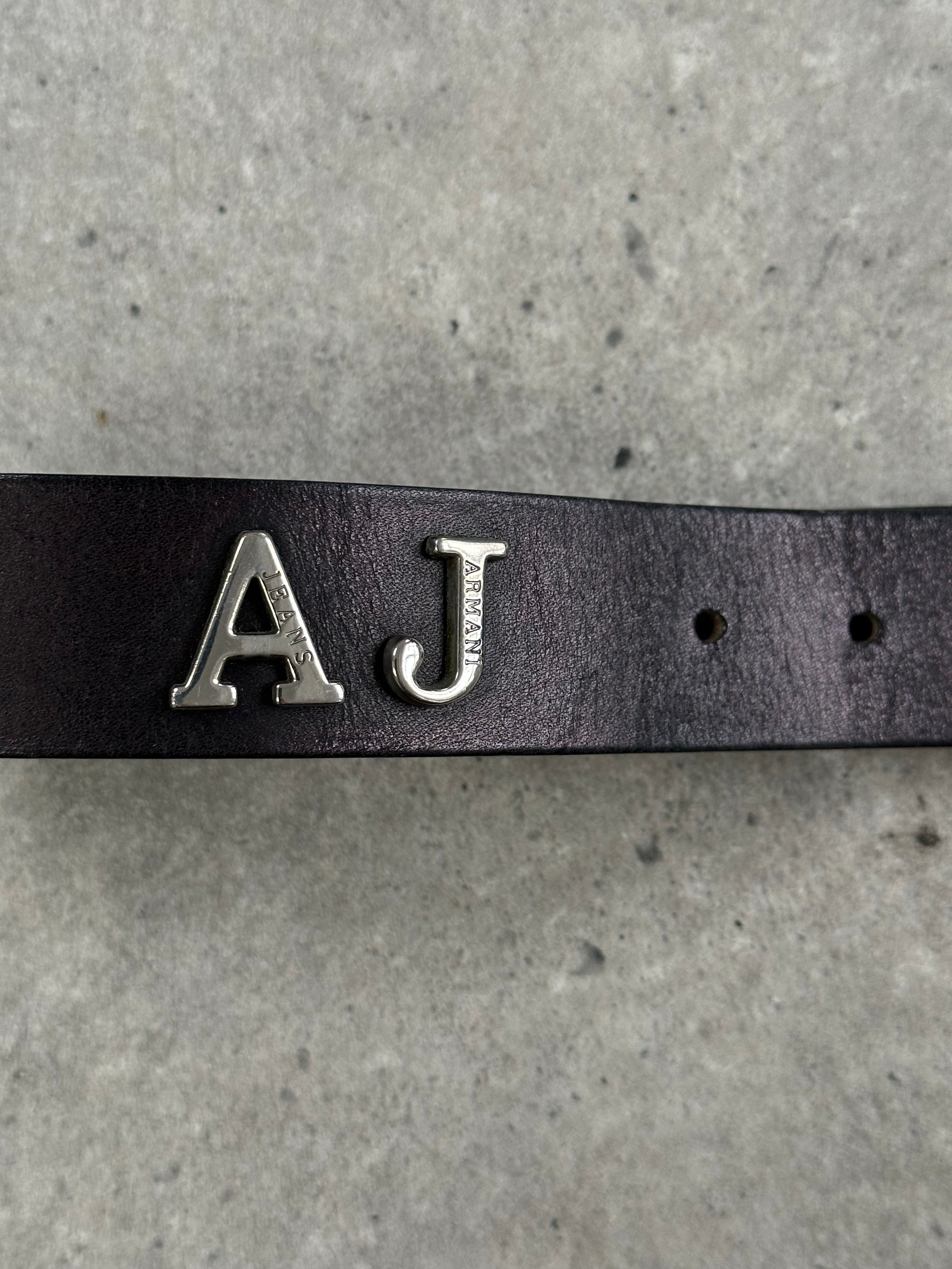Armani Jeans 2000s Leather Logo Belt - W26-29