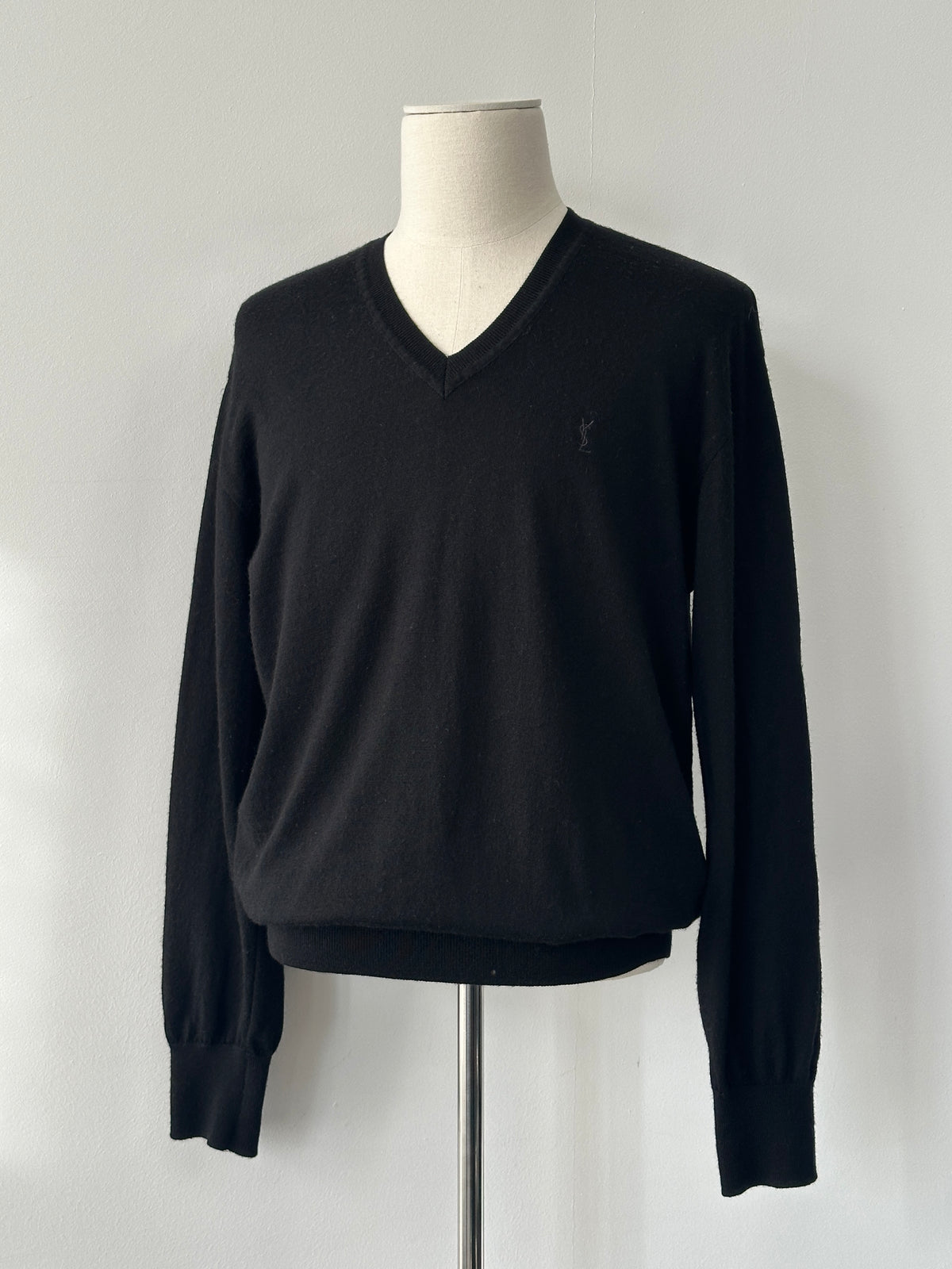 Yves Saint Laurent 1990s Pure Wool V Neck Jumper - M