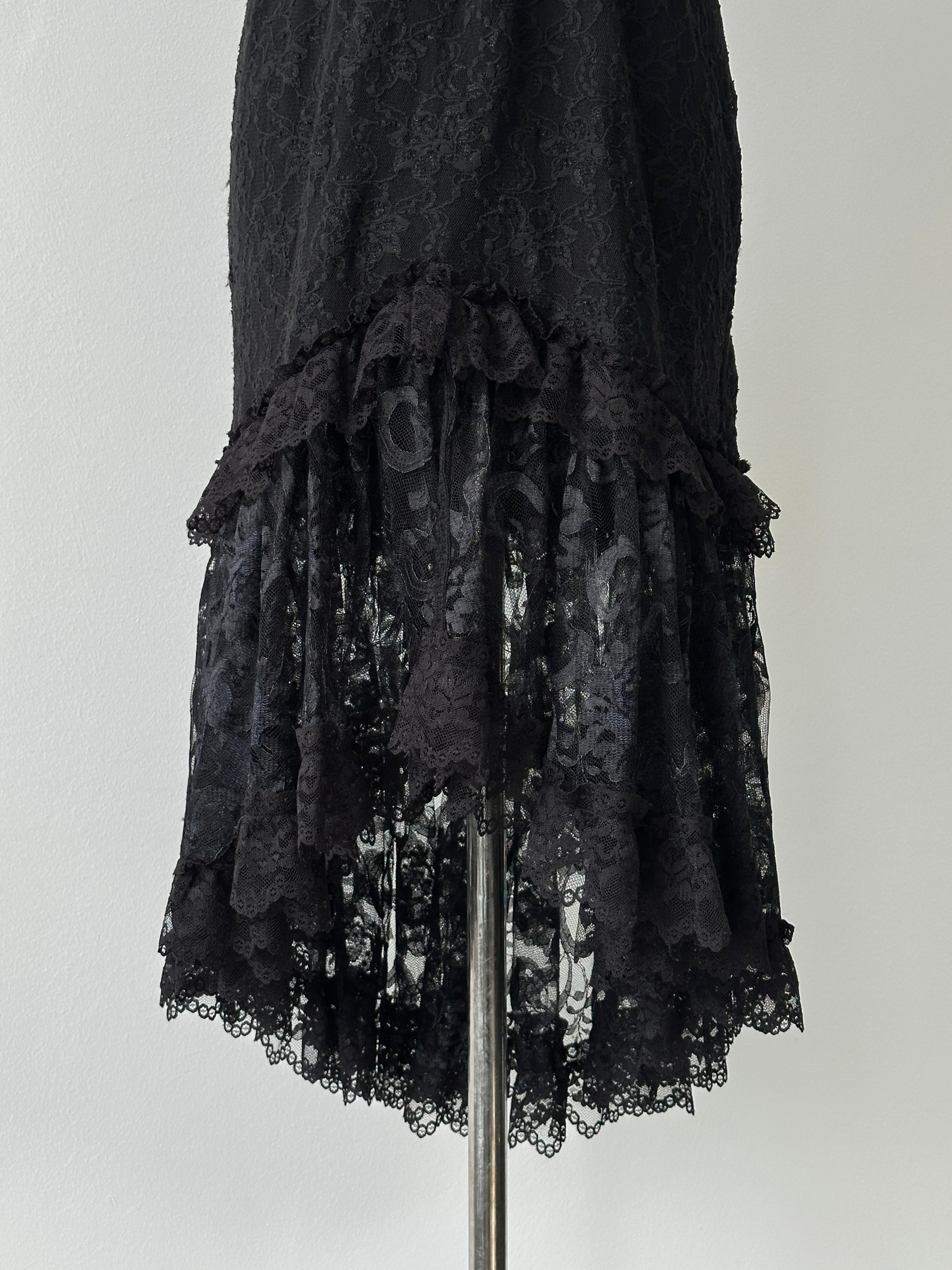 Vintage 2000s Lace Halterneck Midi Dress - M