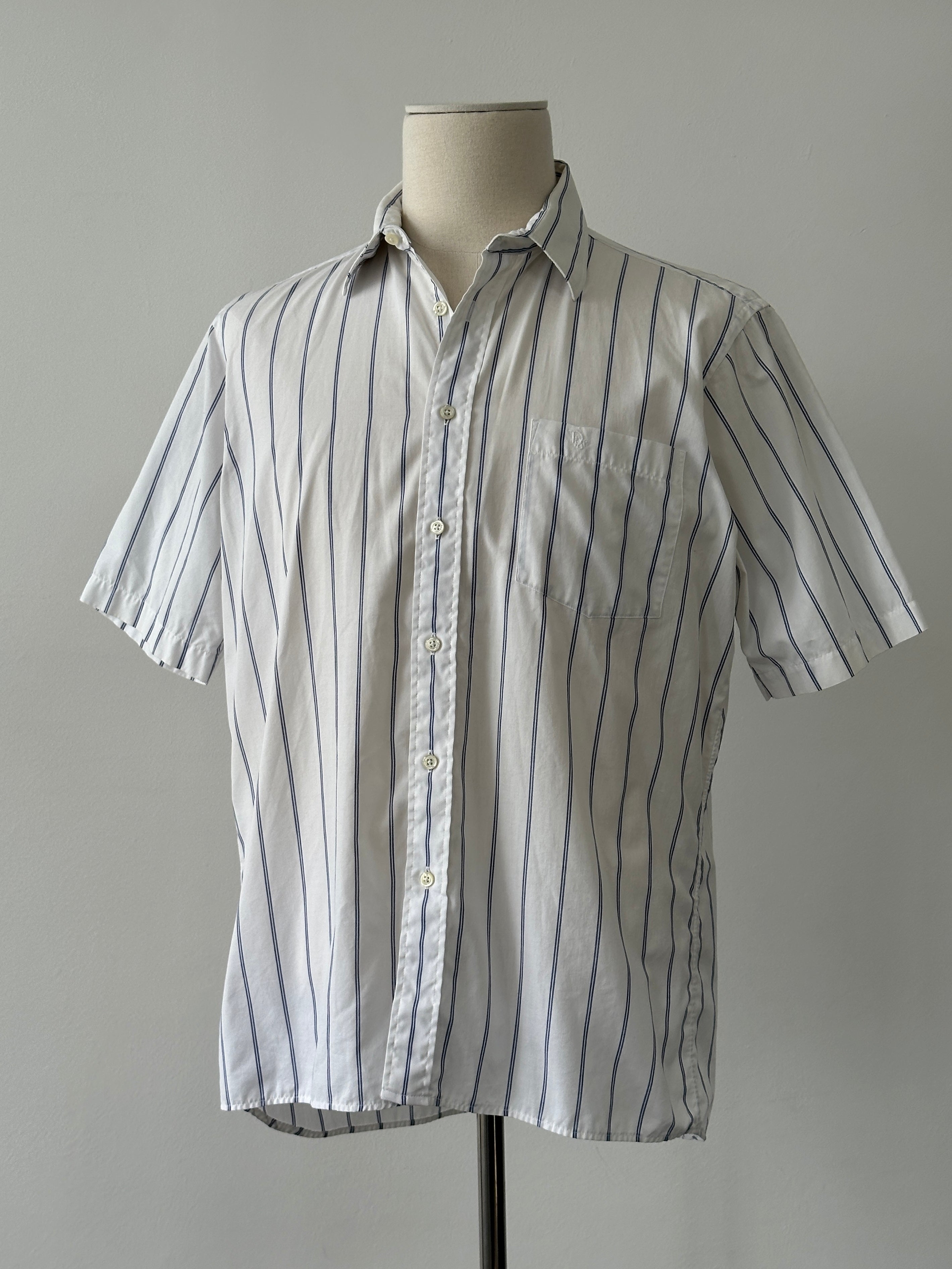 Christian Dior 1990s Cotton Short Sleeve Striped Shirt - L