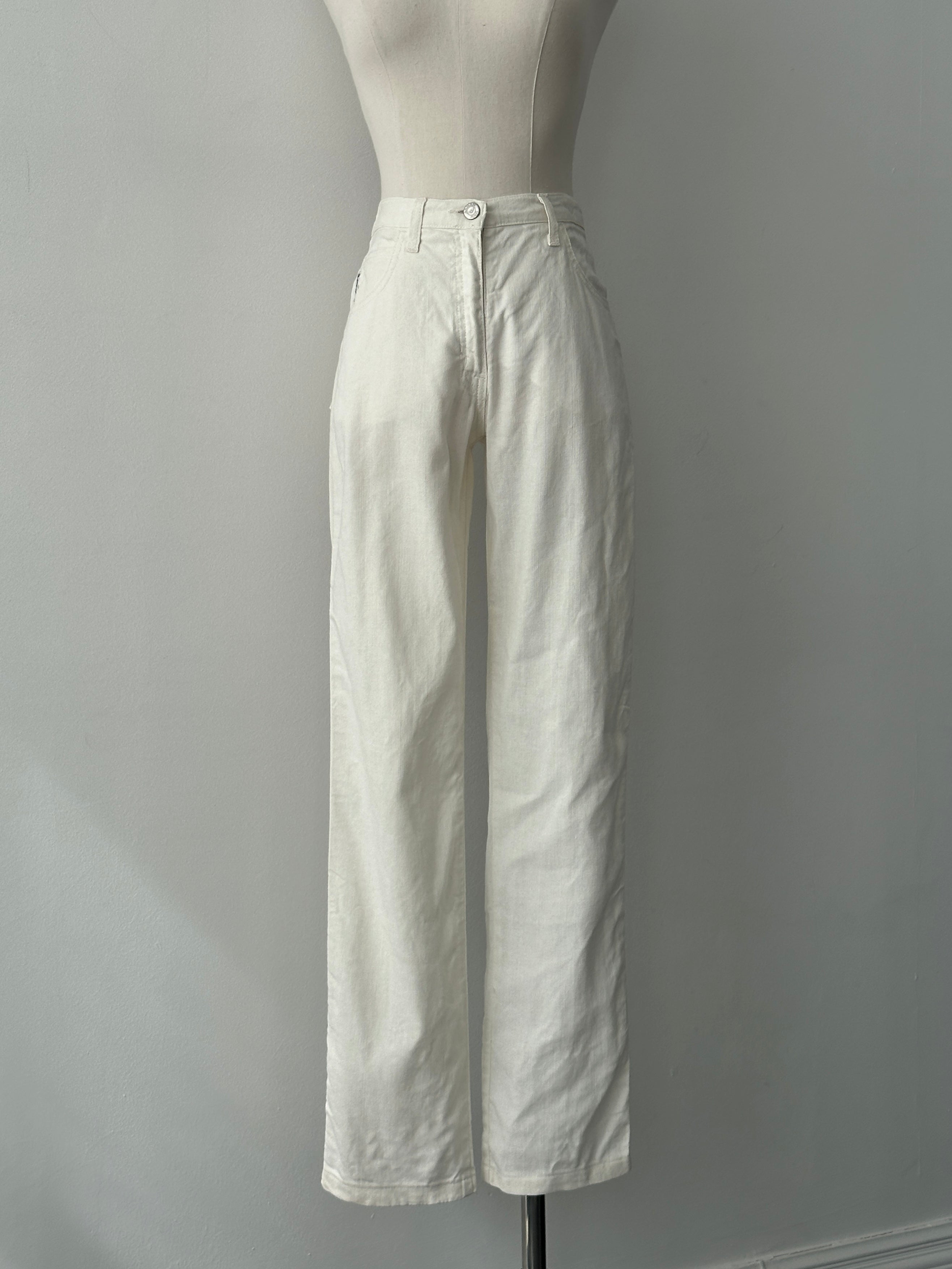 Armani Jeans 1990s Linen Slim Straight Leg Trousers - W26