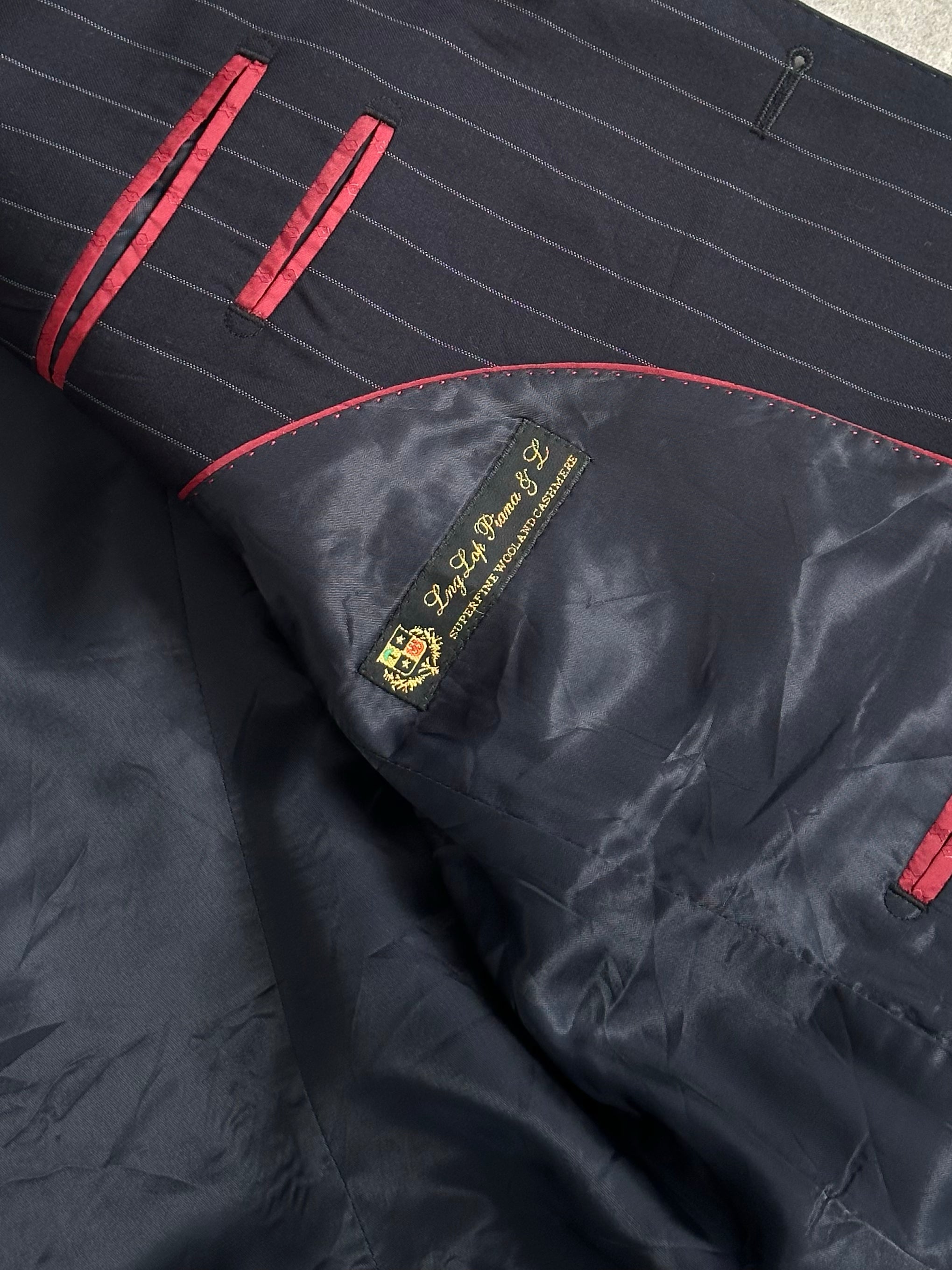 Loro Piana 1990s wool cashmere striped blazer, men's 42R, tailored fit with classic pattern and fine fabric detail.