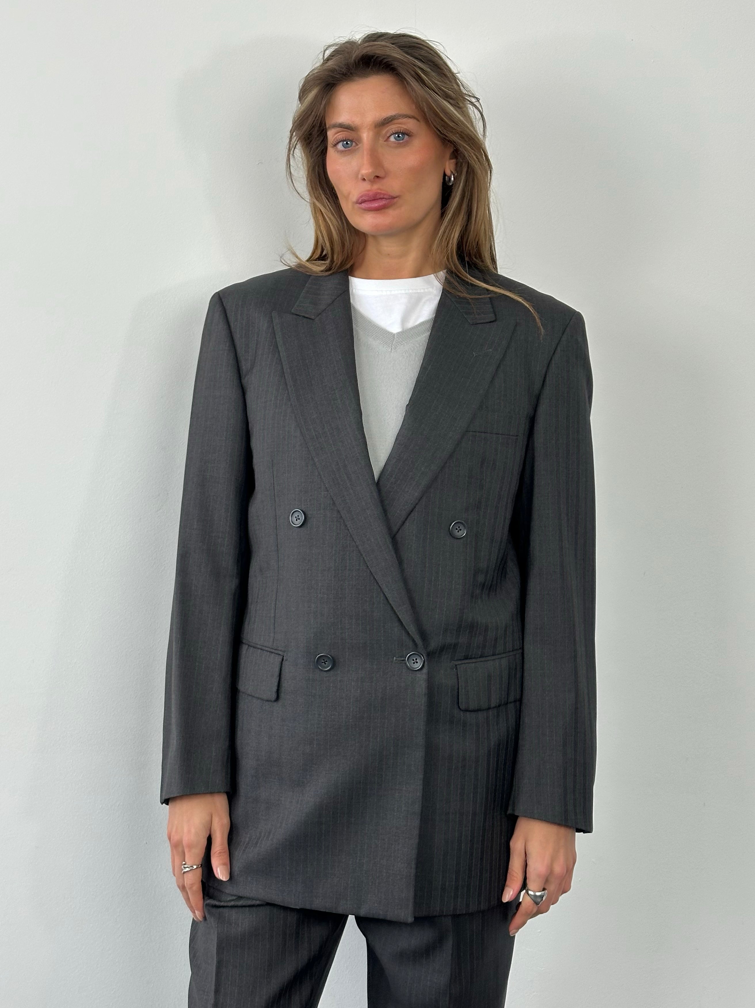 Loro Piana x Durban 1990s Pure Wool Double Breasted Stripe Suit - 38R/L