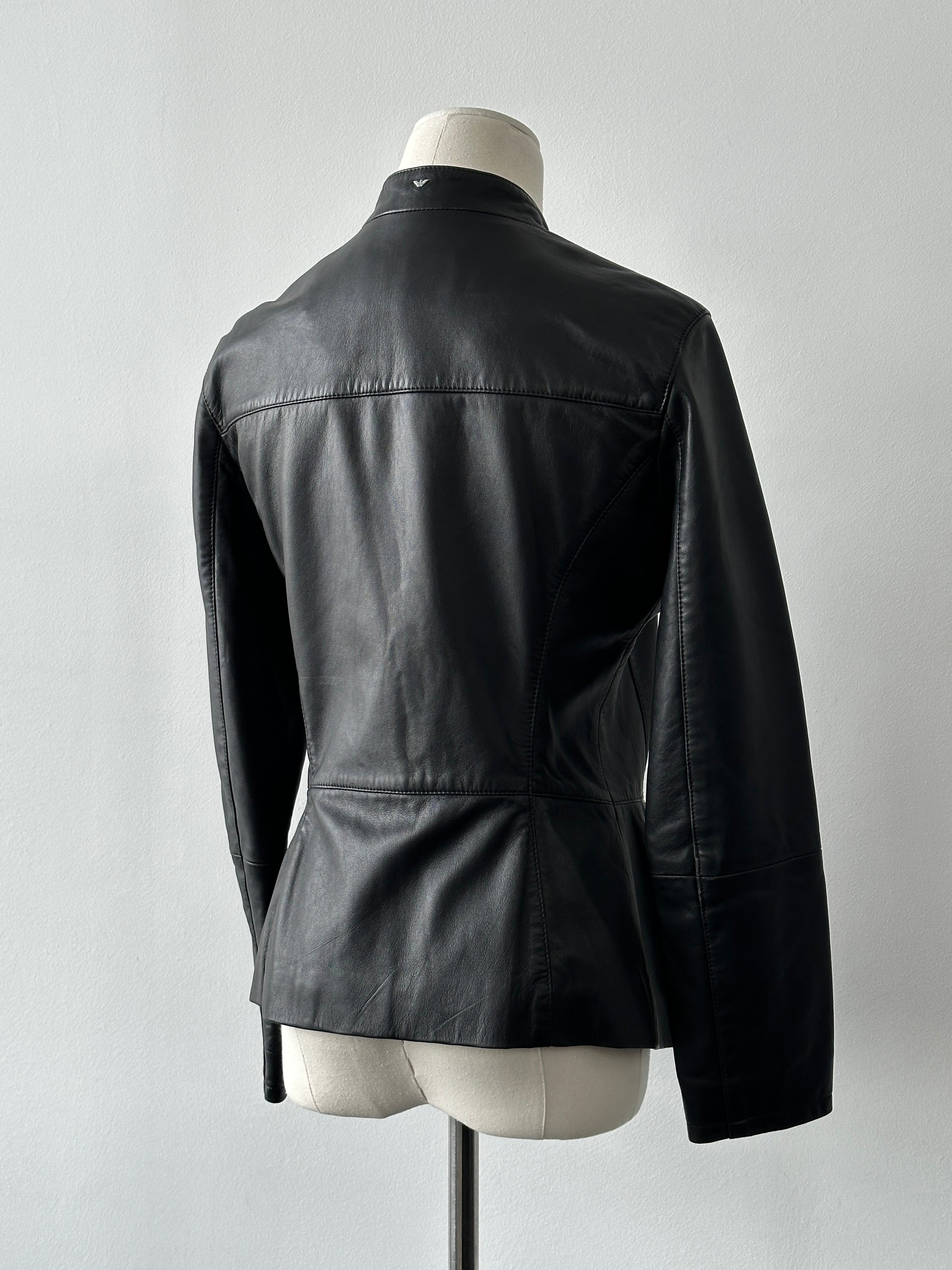 Armani Jeans Double Zip Leather Jacket - XS-S