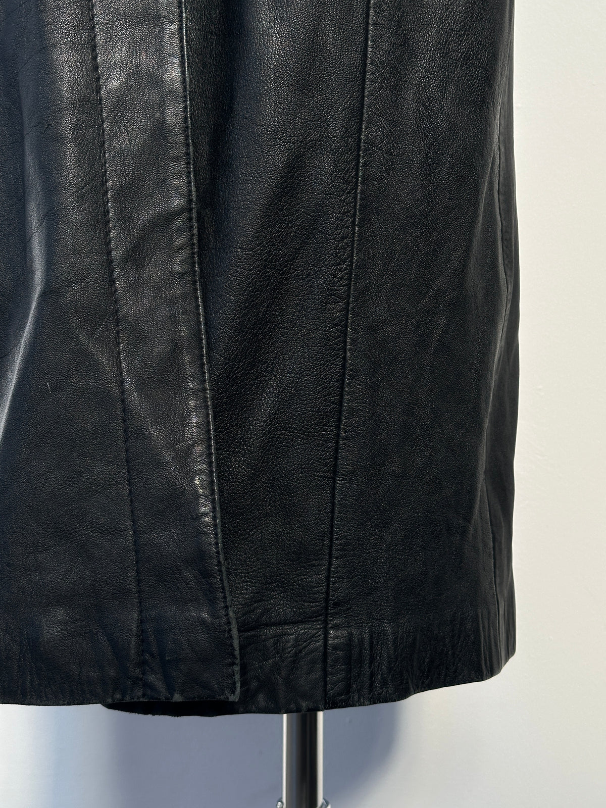 Vintage 1990s Floor Length Leather Trench Coat - S