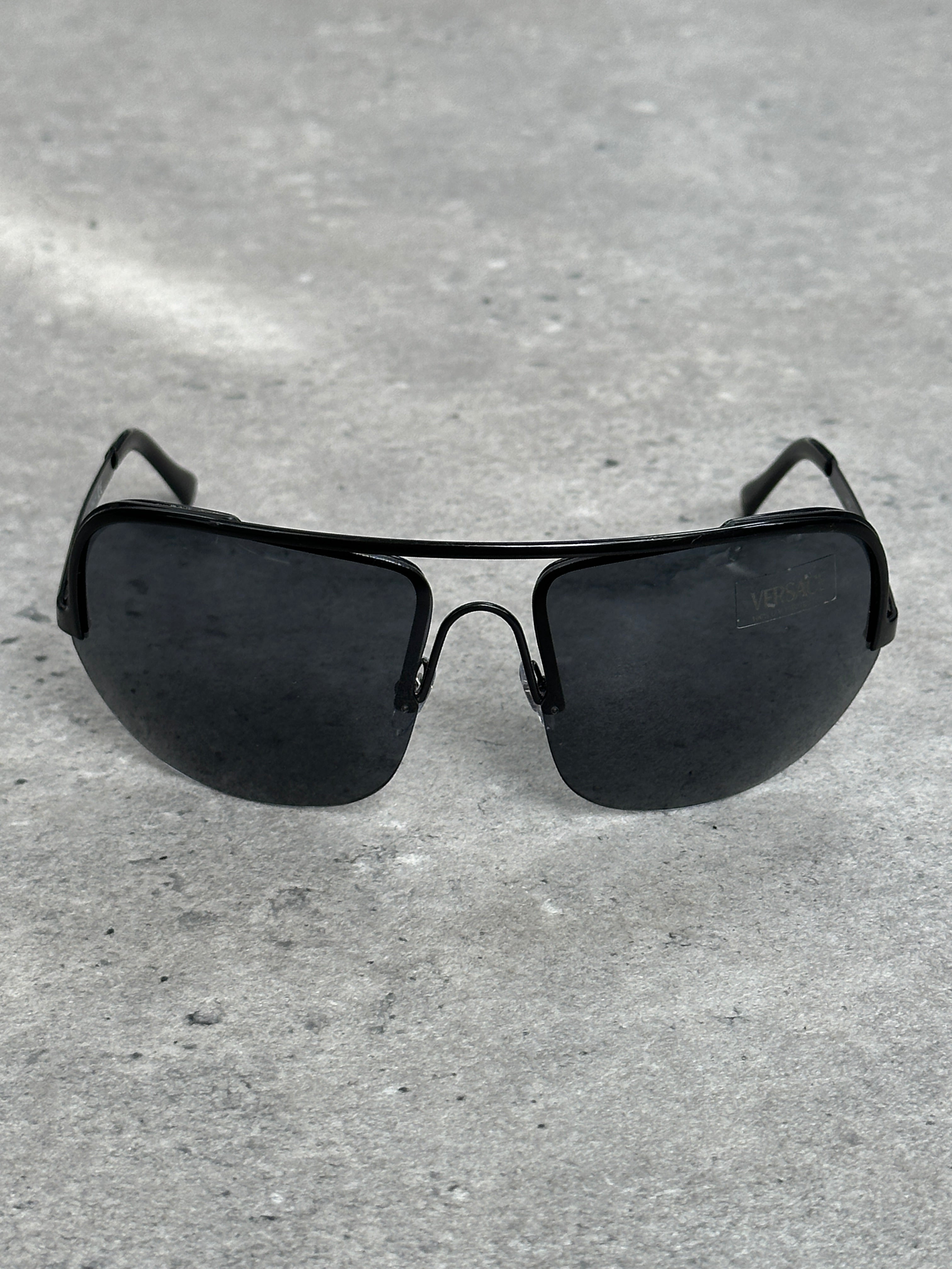Versace 2000s Shield Aviator Logo Sunglasses