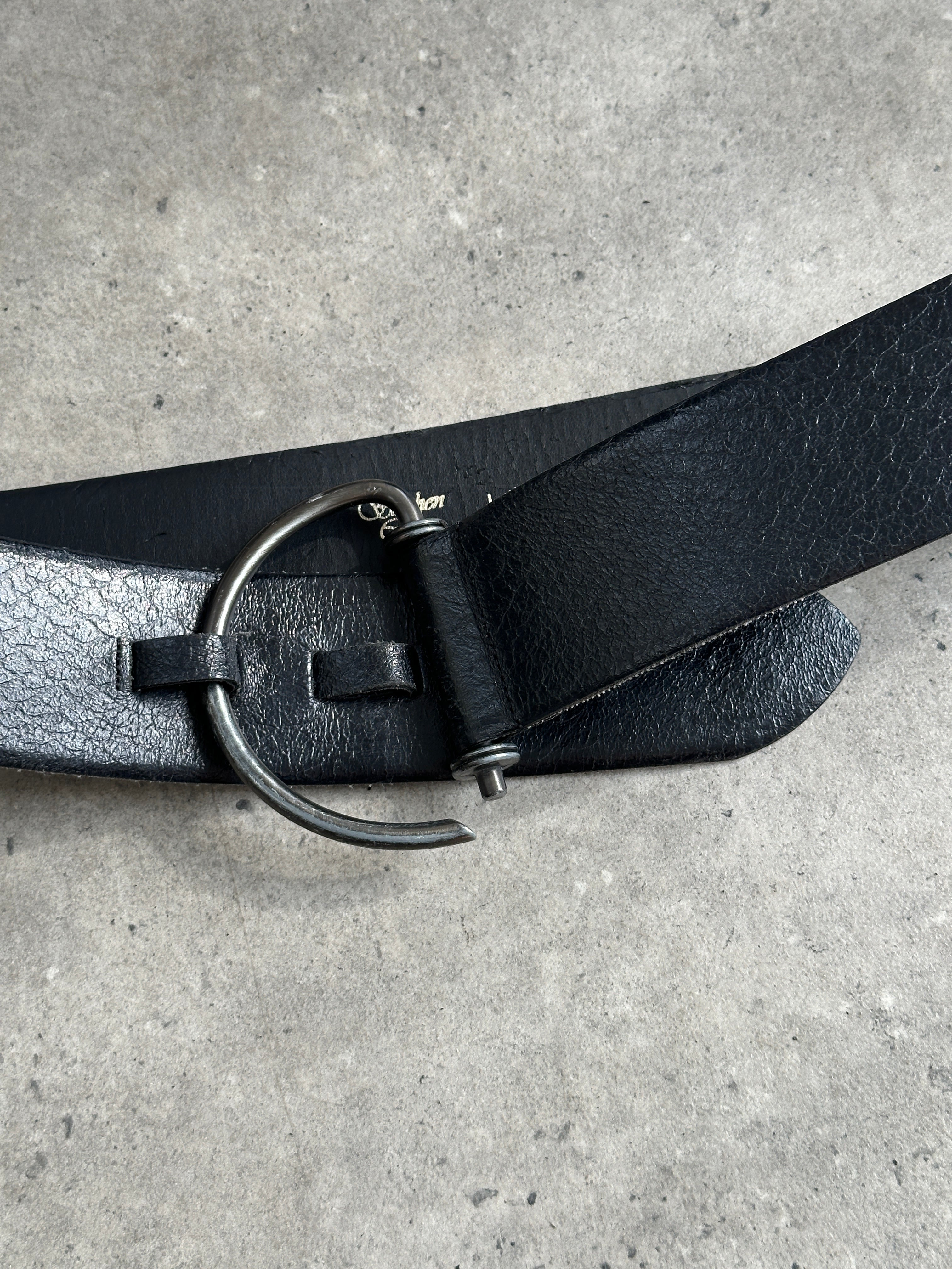 Vintage 1990s Leather Chunky D Ring Belt - W35-38