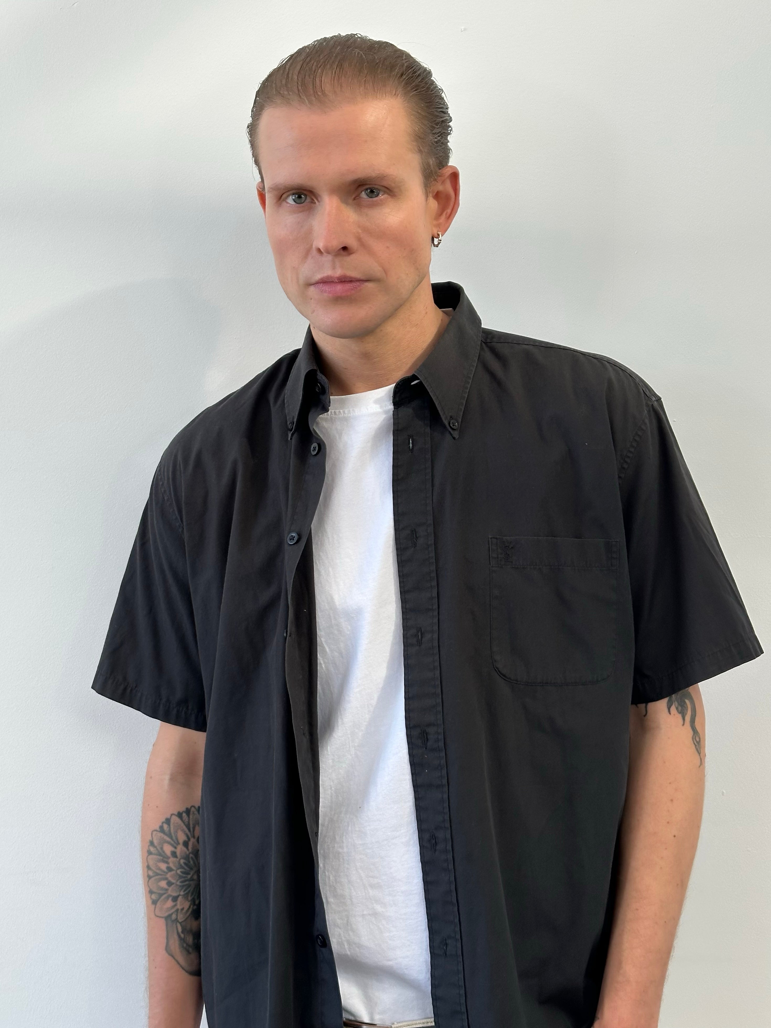 Yves Saint Laurent Pour Homme 1990s Cotton Short Sleeve Shirt - M/L
