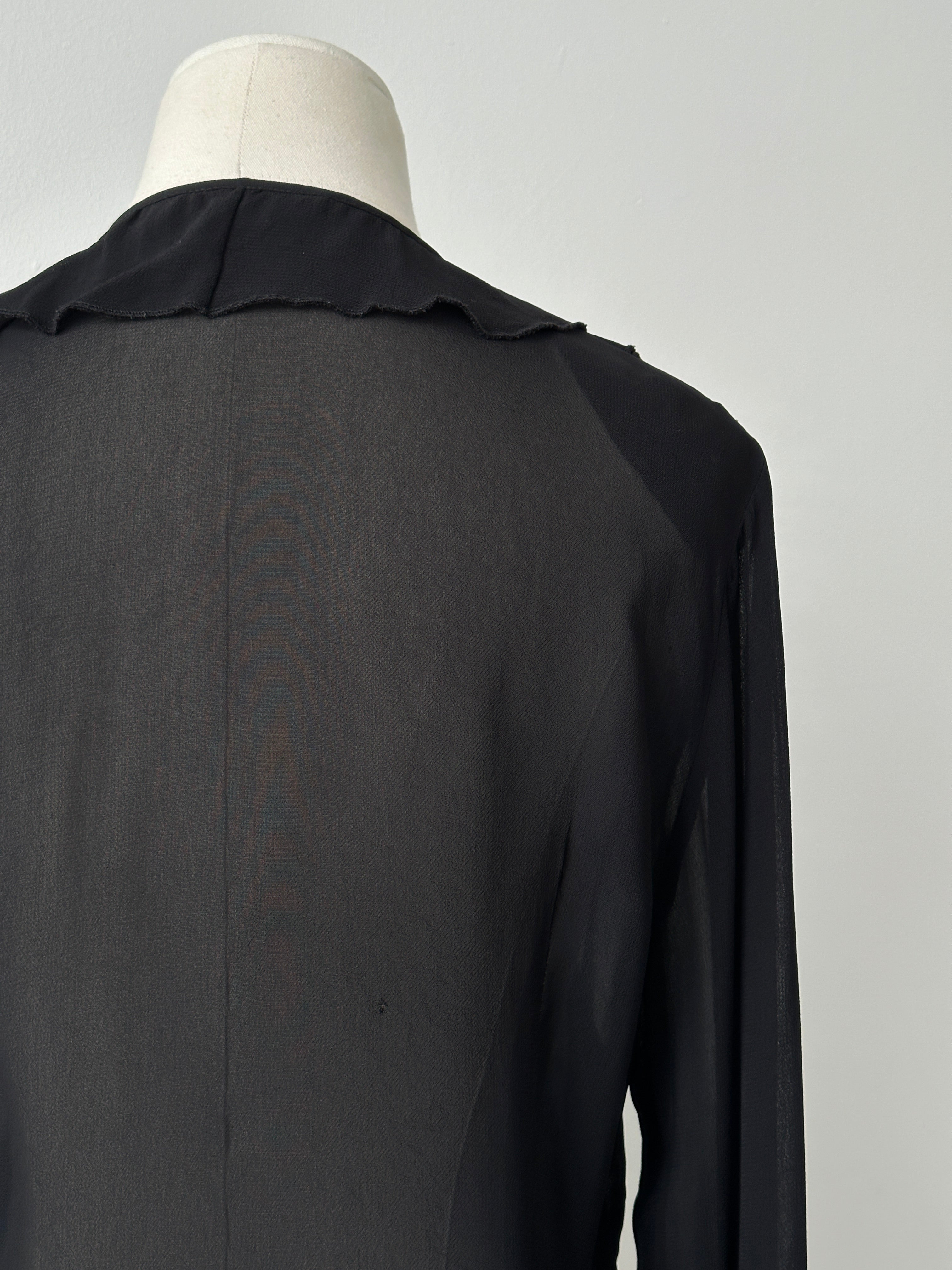 Vintage 1990s Sheer Ruffle Shirt - M