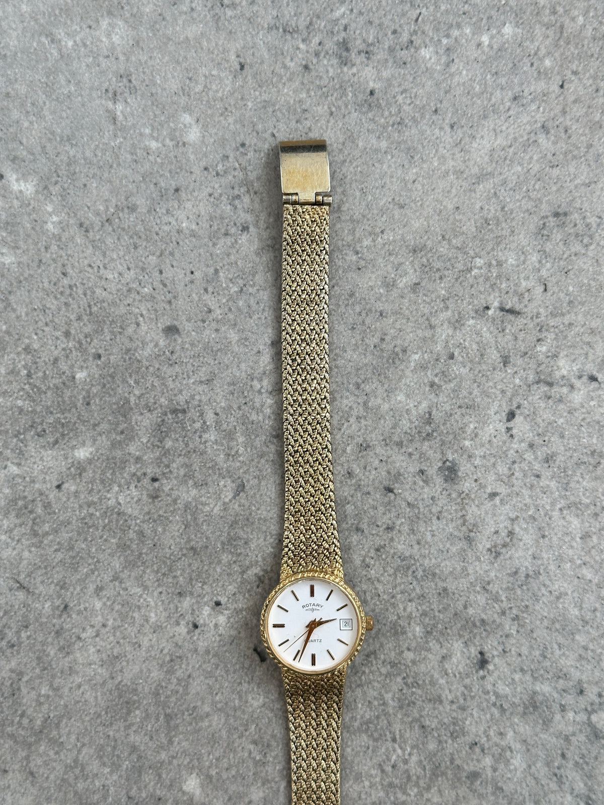 Rotary 1980s Gold Plated Quartz Bracelet Logo Watch