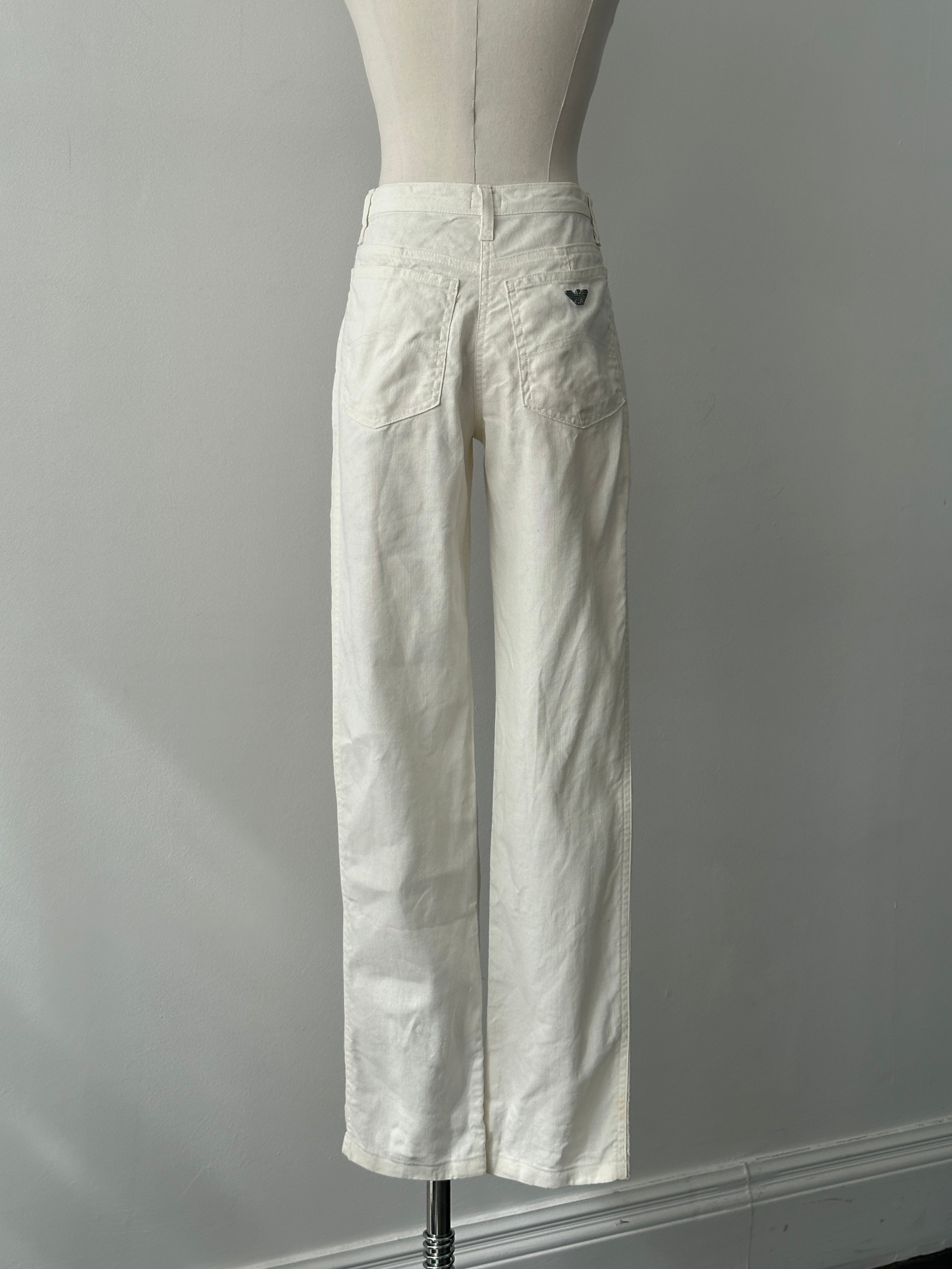 Armani Jeans 1990s Linen Slim Straight Leg Trousers - W26