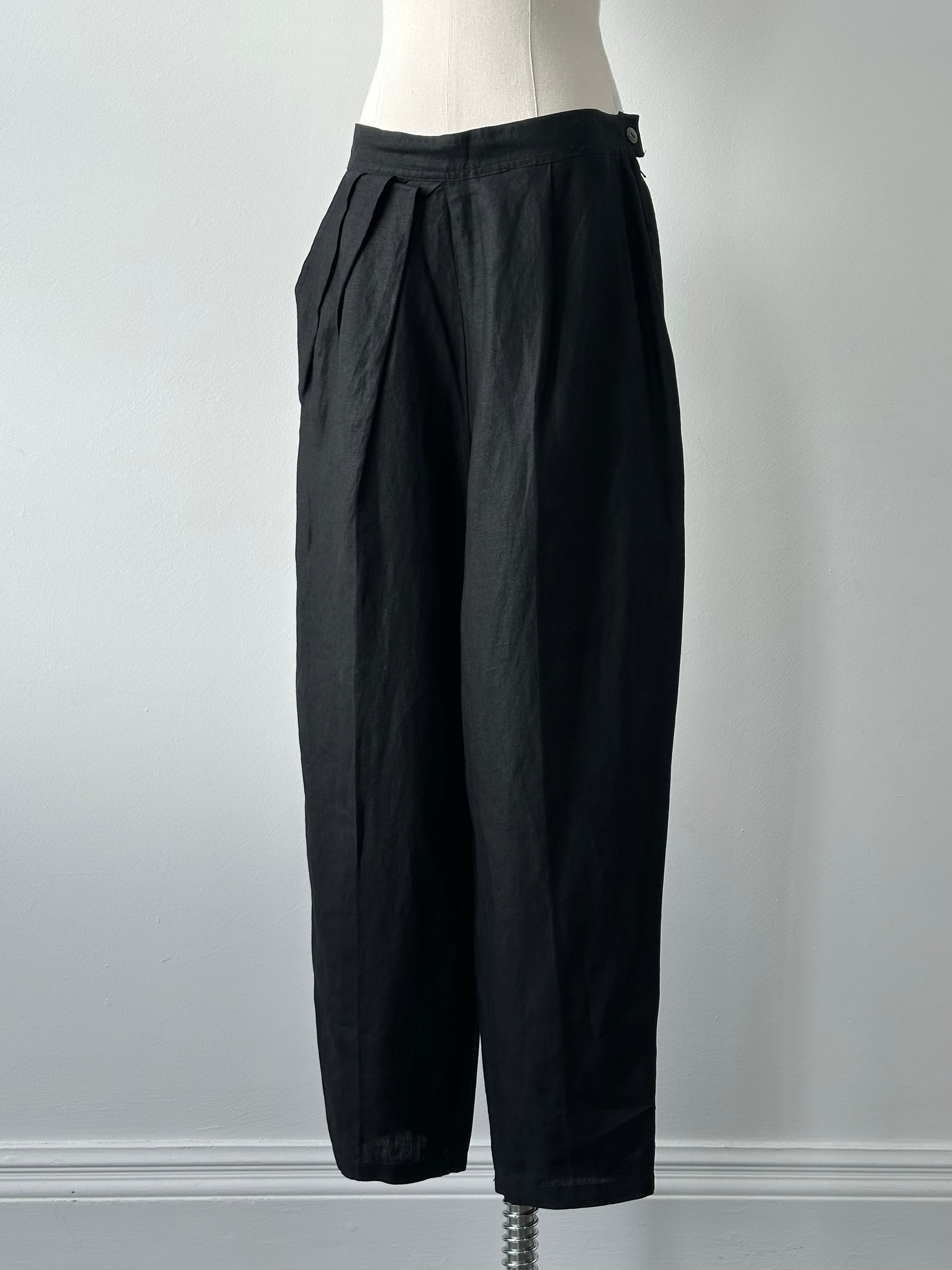 Max Mara 1990s Pure Linrn Pleated Trouser - W28
