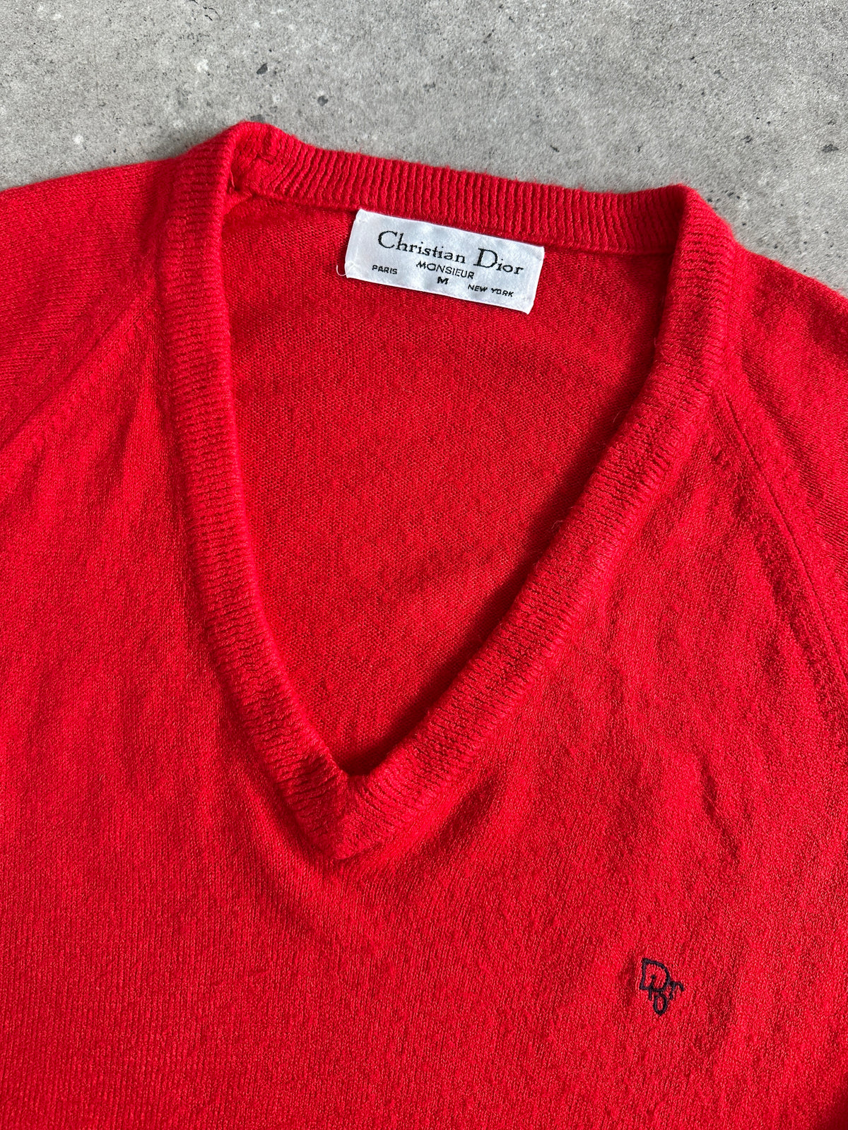 Christian Dior 1990s V Neck Logo Jumper - M