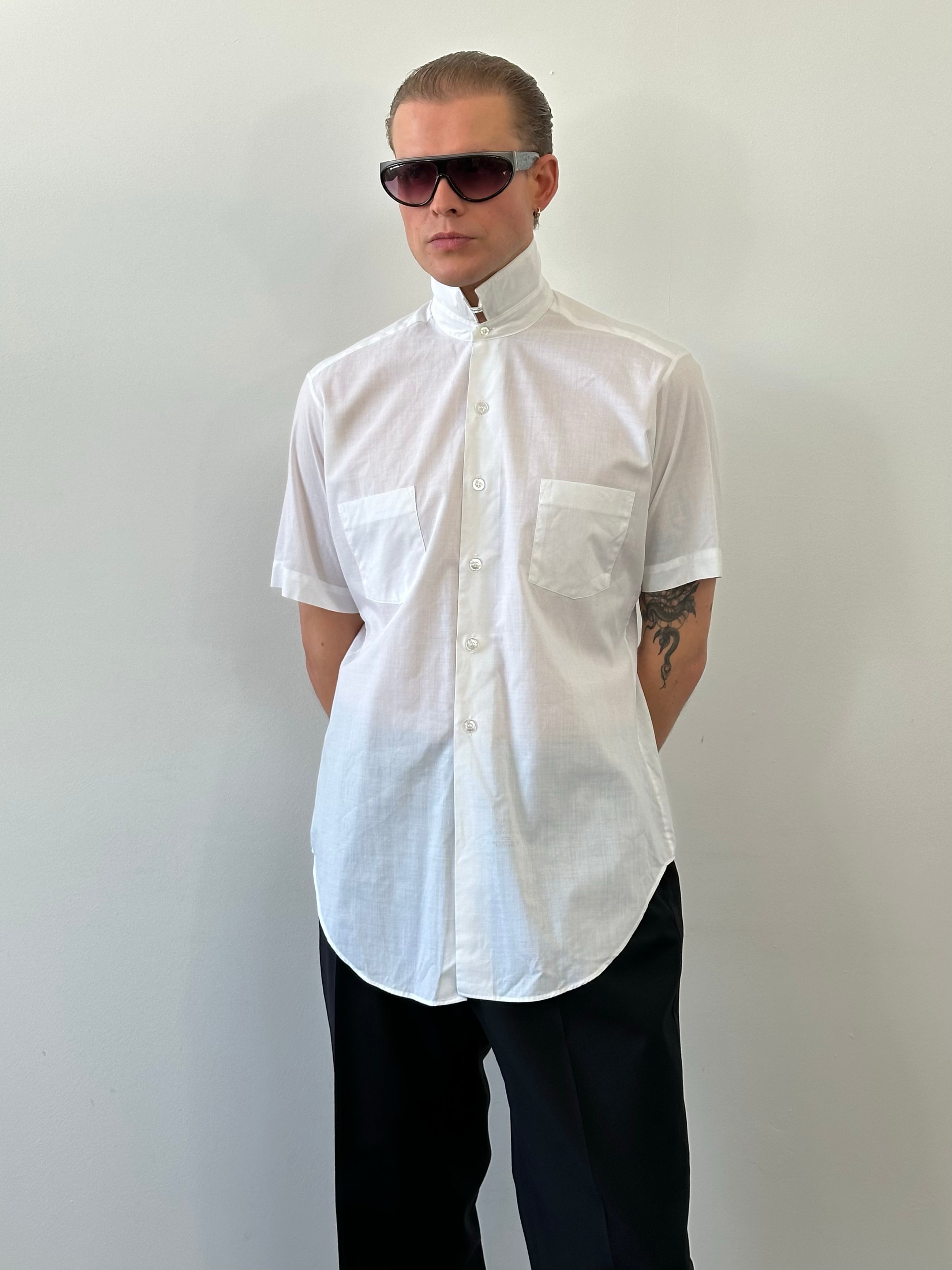 Vintage 1990s High Neck Short Sleeve Shirt - S