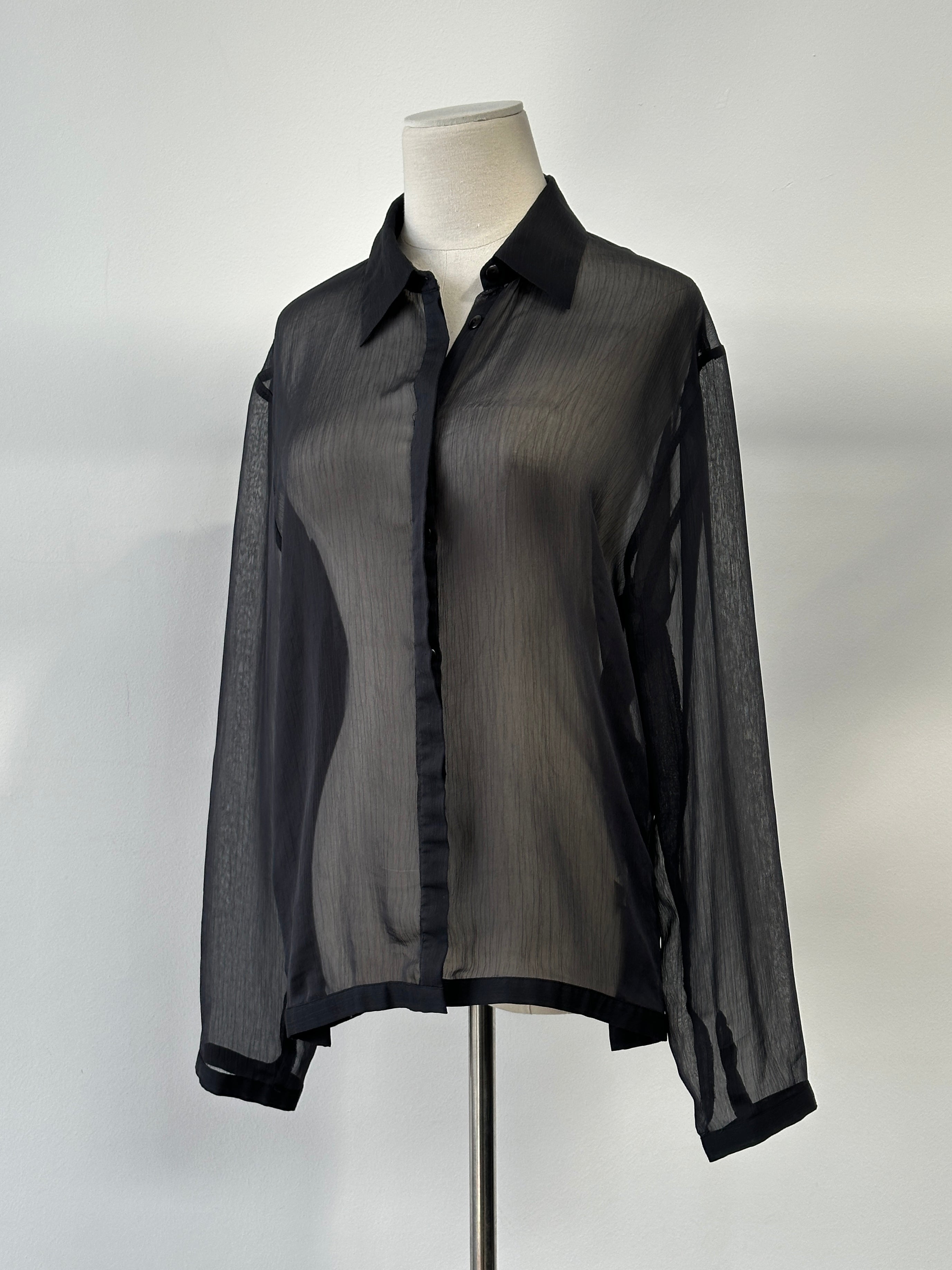 Vintage 2000s Sheer Concealed Placket Shirt - S