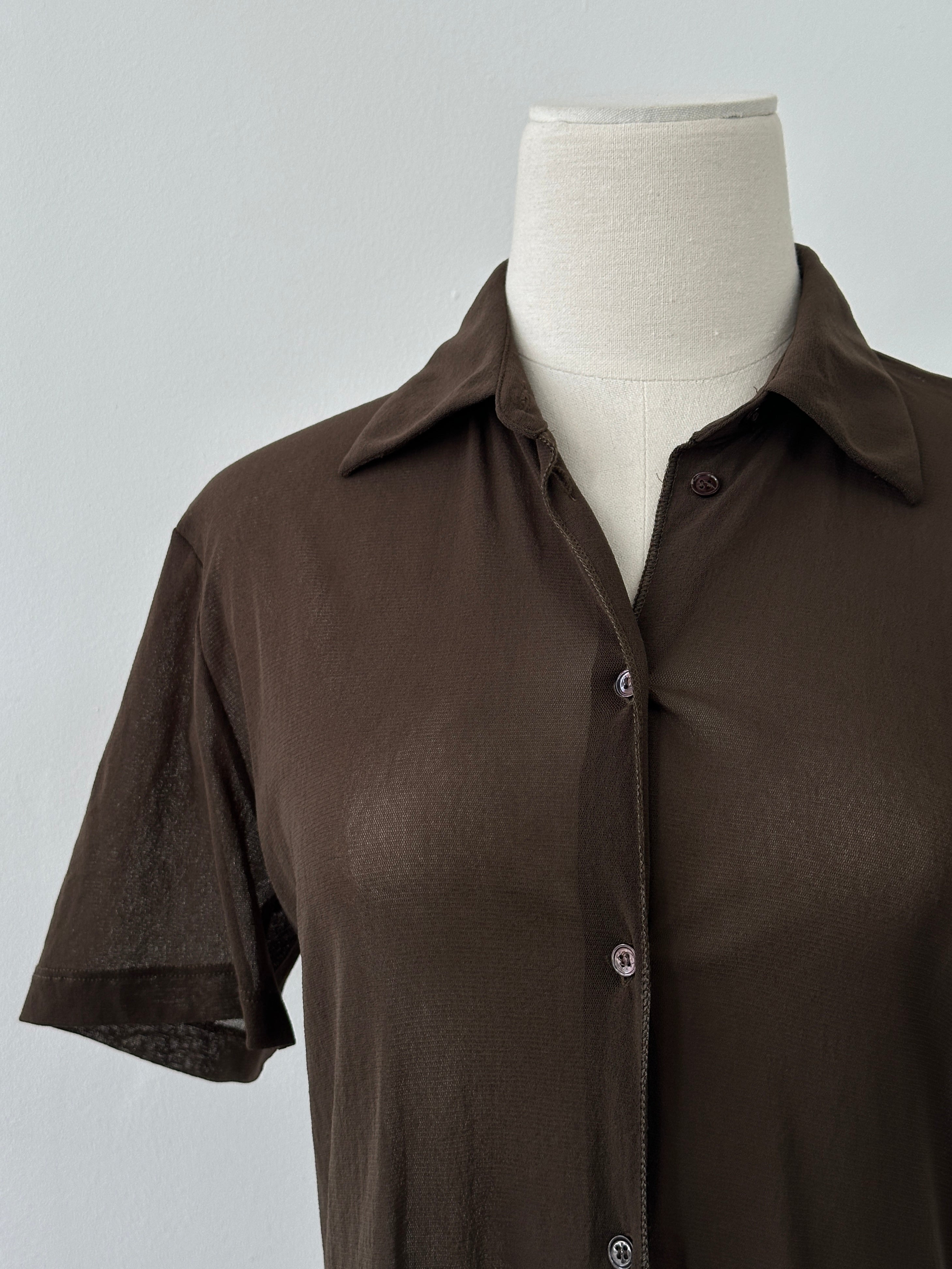 Vintage 2000s Sheer Short Sleeve Shirt - M