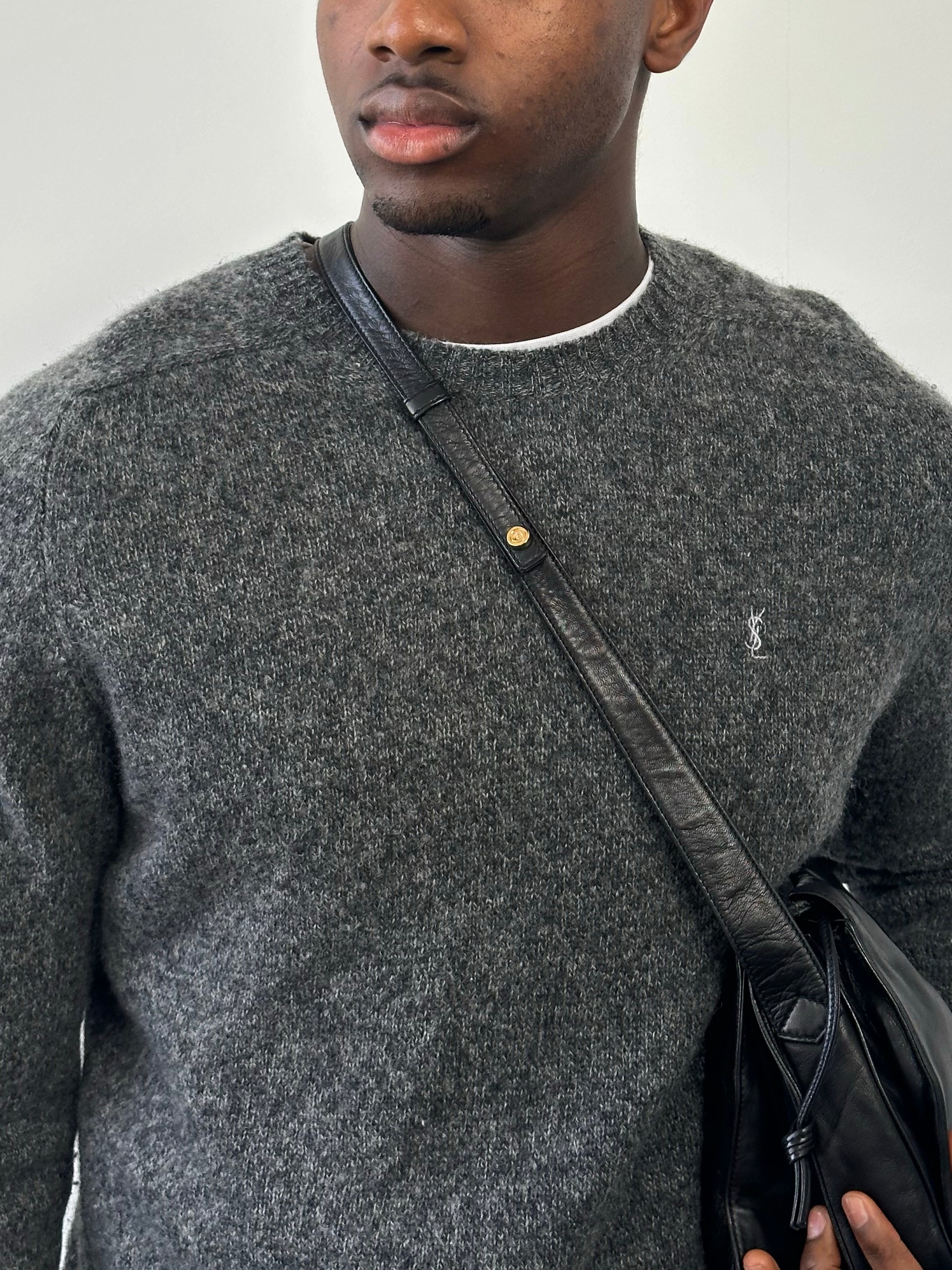 Yves Saint Laurent Pour Homme 1990s Pure Wool Knit Logo Jumper - M