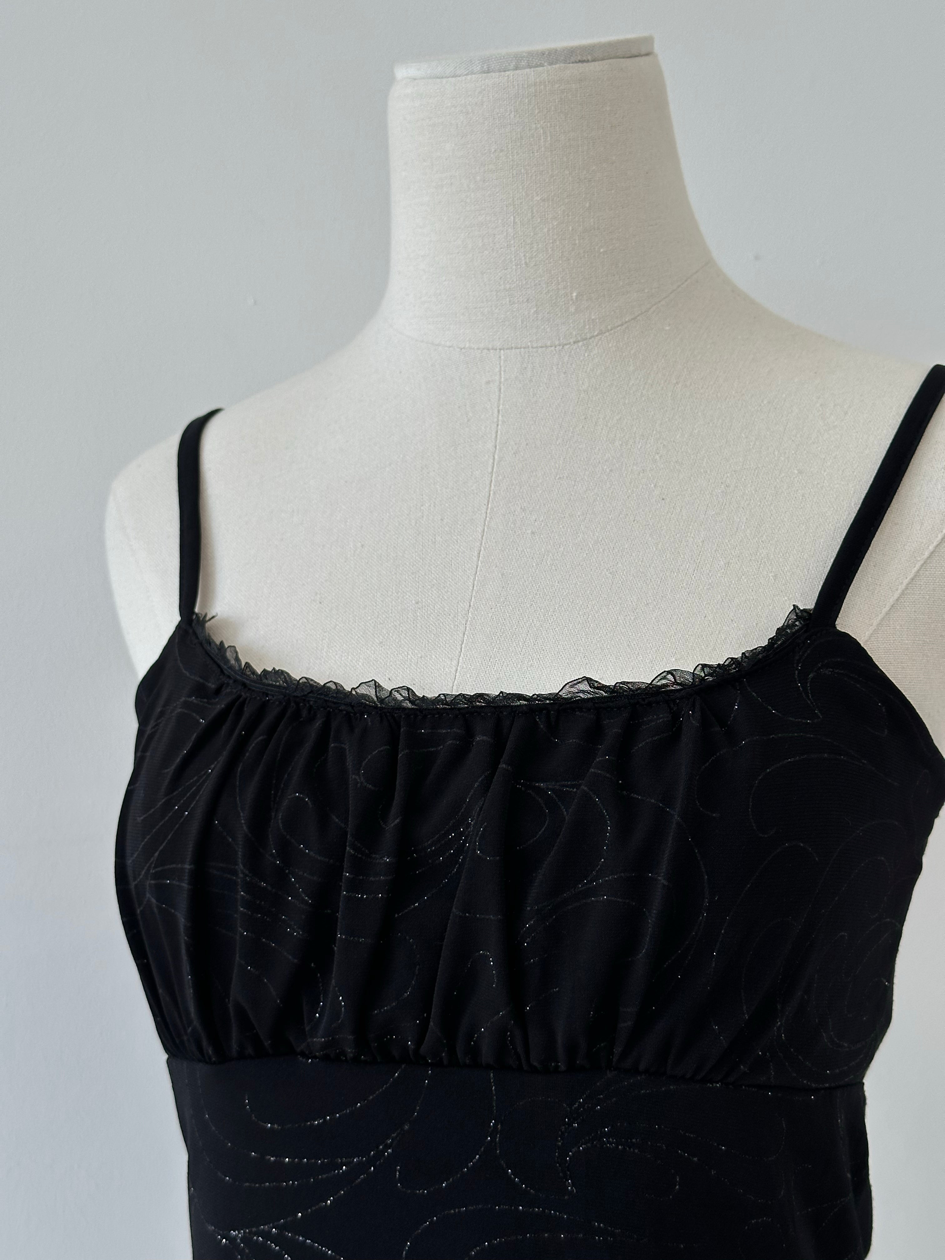 Vintage 1990s Asymmetric Glittery Cami Top - S
