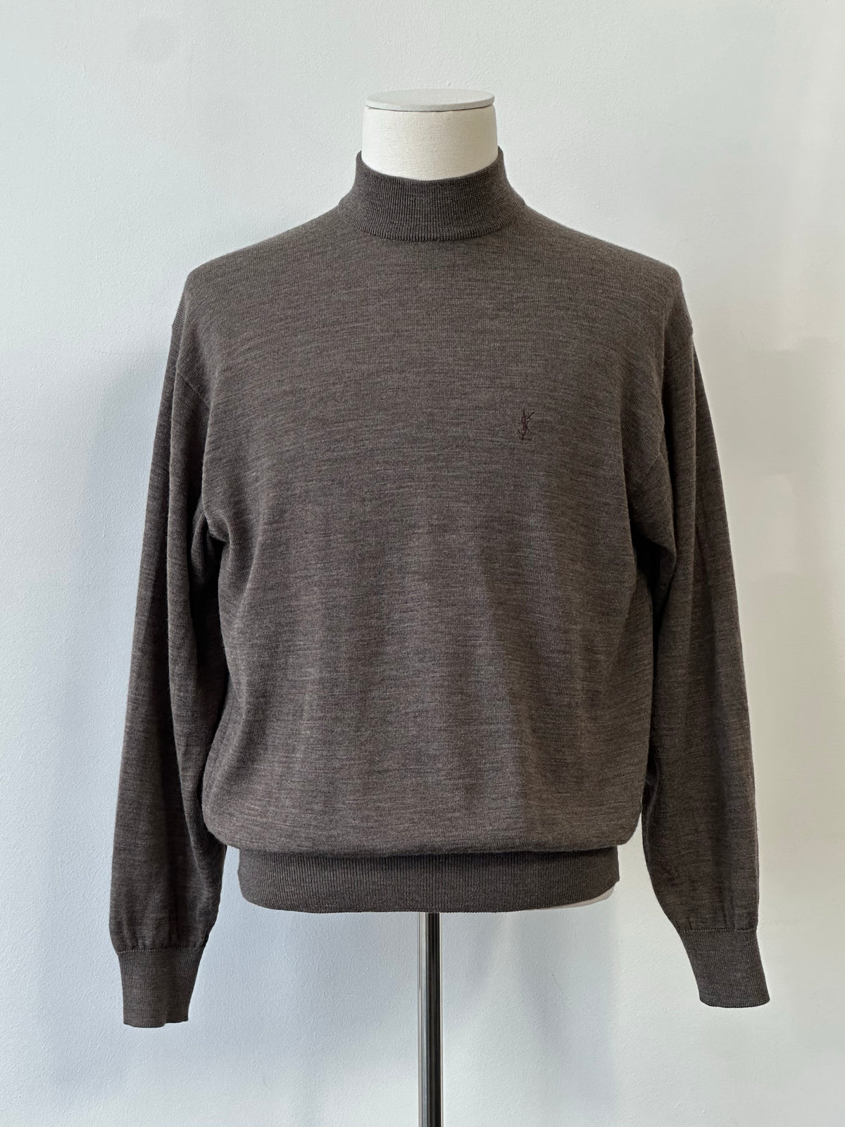 Yves Saint Laurent 1990s Pure Wool High Neck Knit Jumper - M