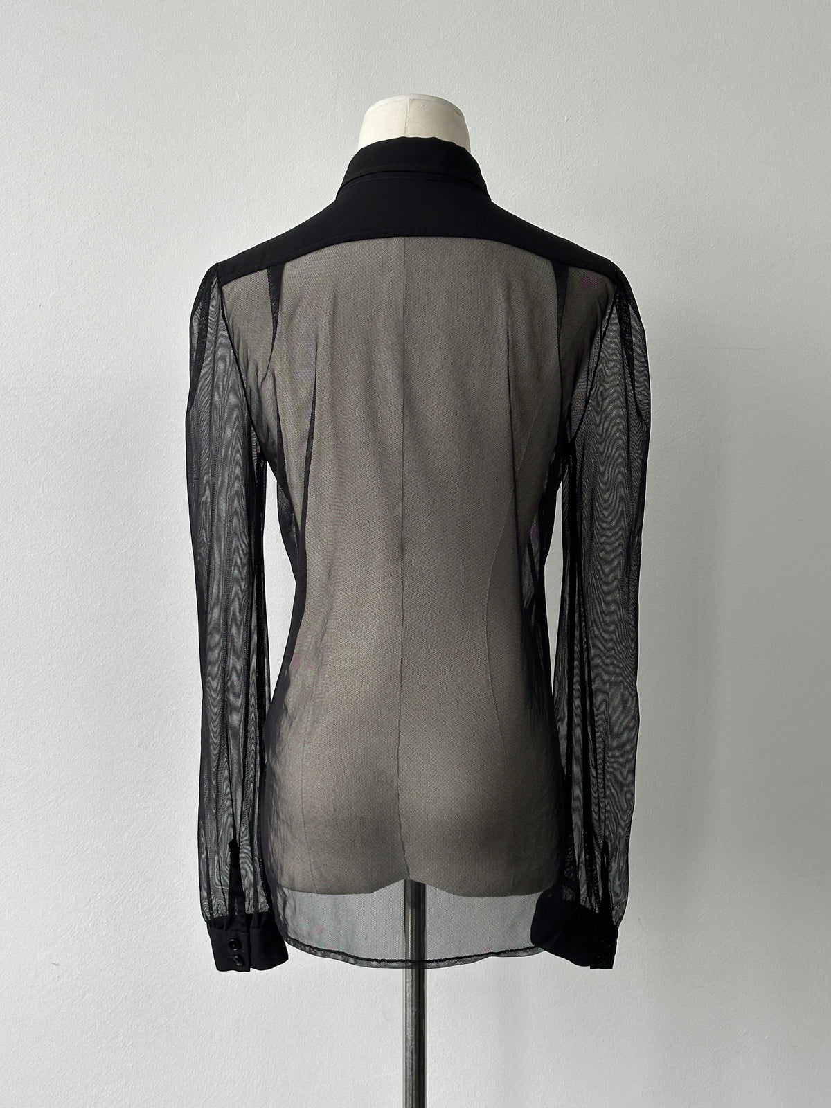 Vintage 2000s Sheer Ruffle Shirt - S