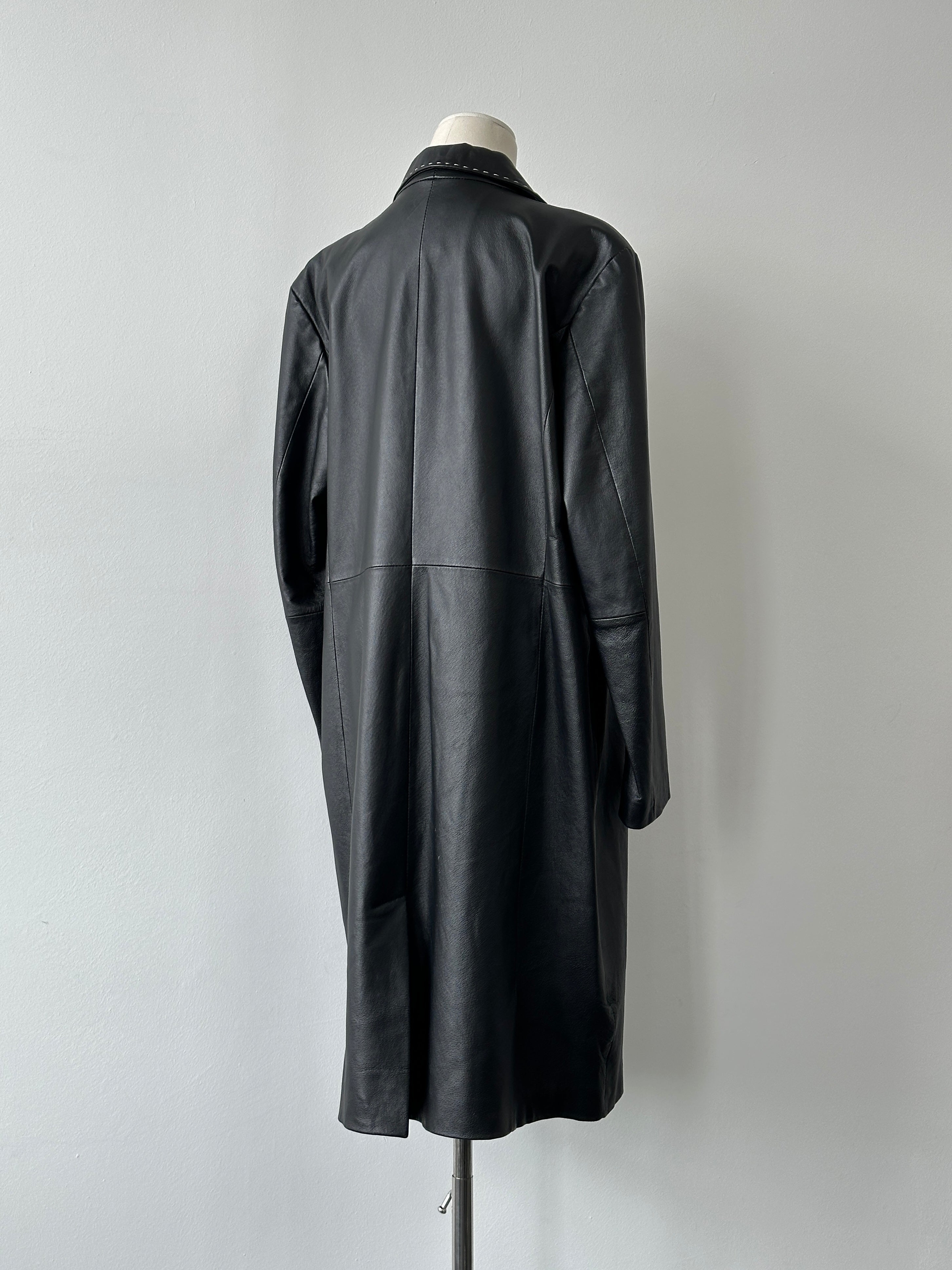 Vintage 2000s Leather Single Breasted Trench - XL