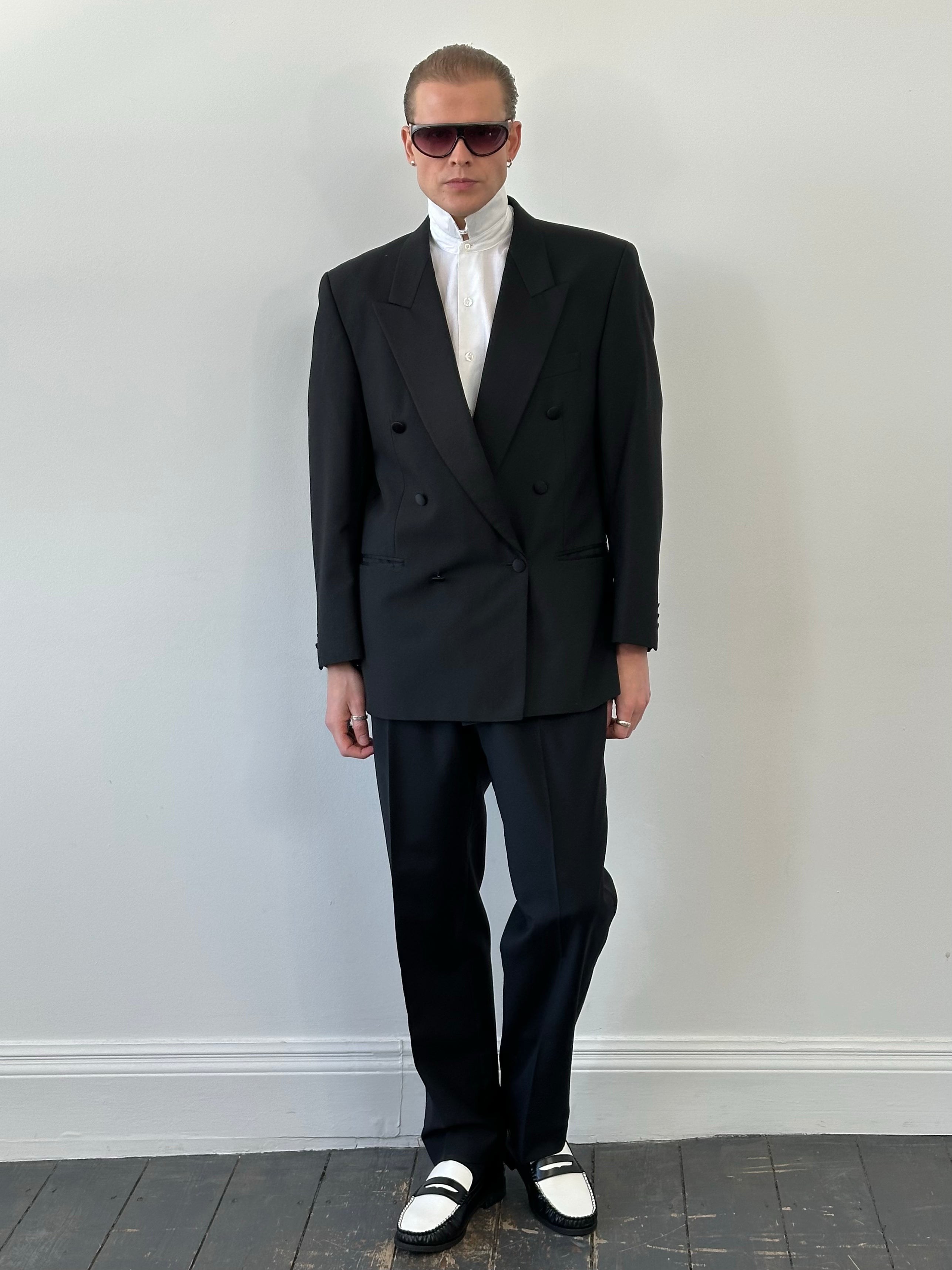 Vintage 1990s Tuxedo Double Breasted Blazer - 42R