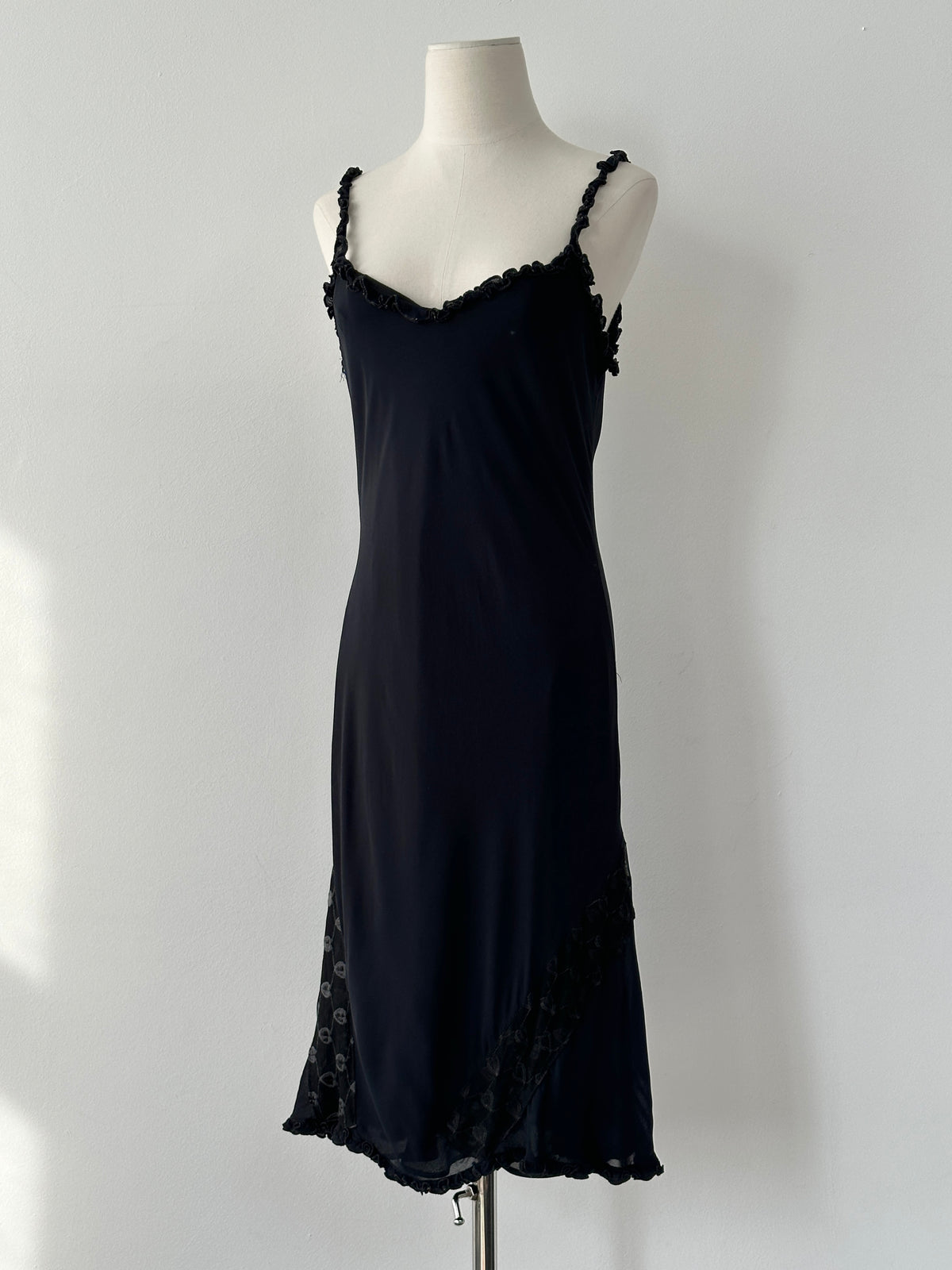 USA Vintage 1990s Lace Panel Sleeveless Midi Slip Dress - M
