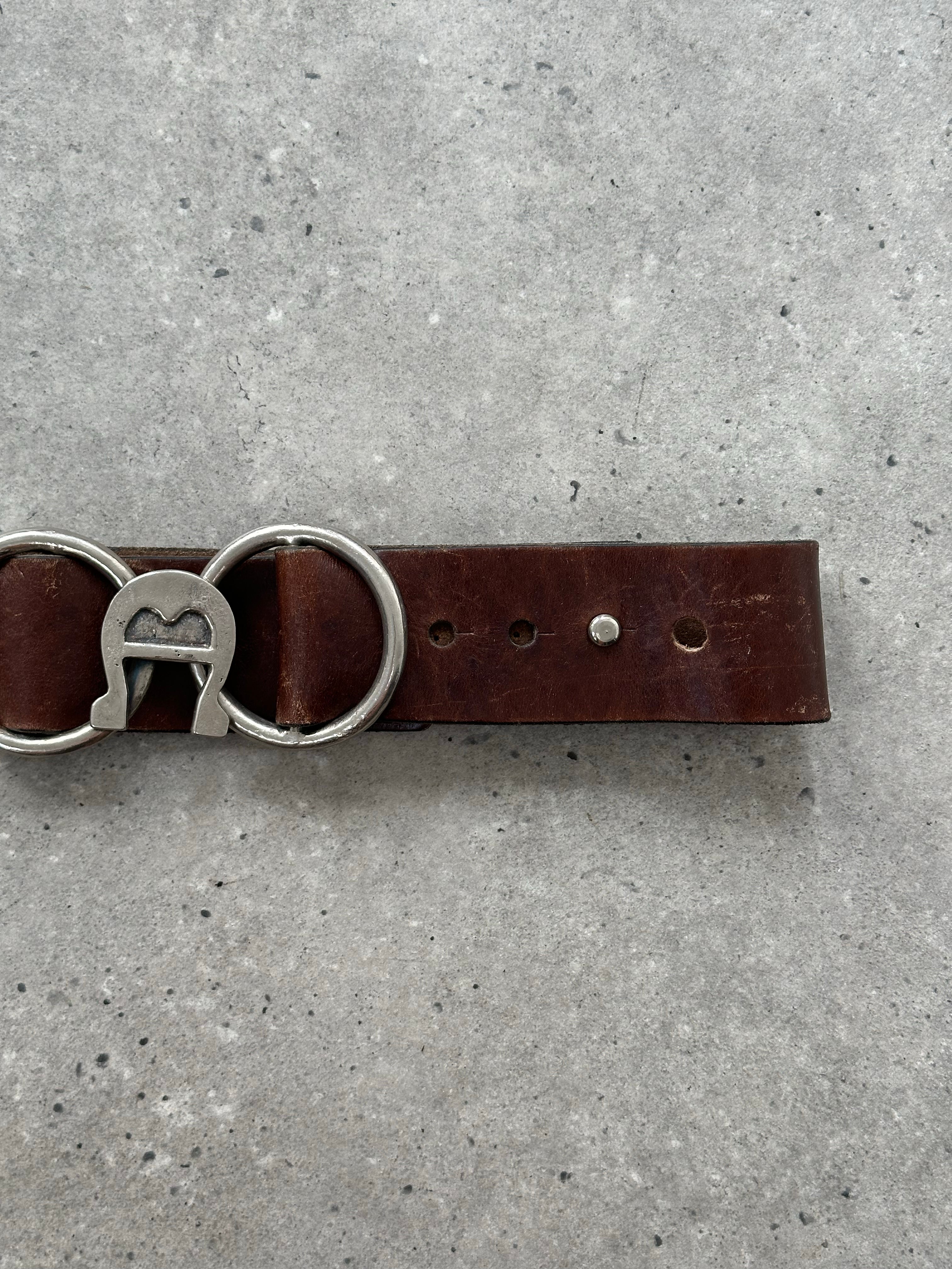 Vintage 1990s Western Horseshoe Leather Belt - W32-35