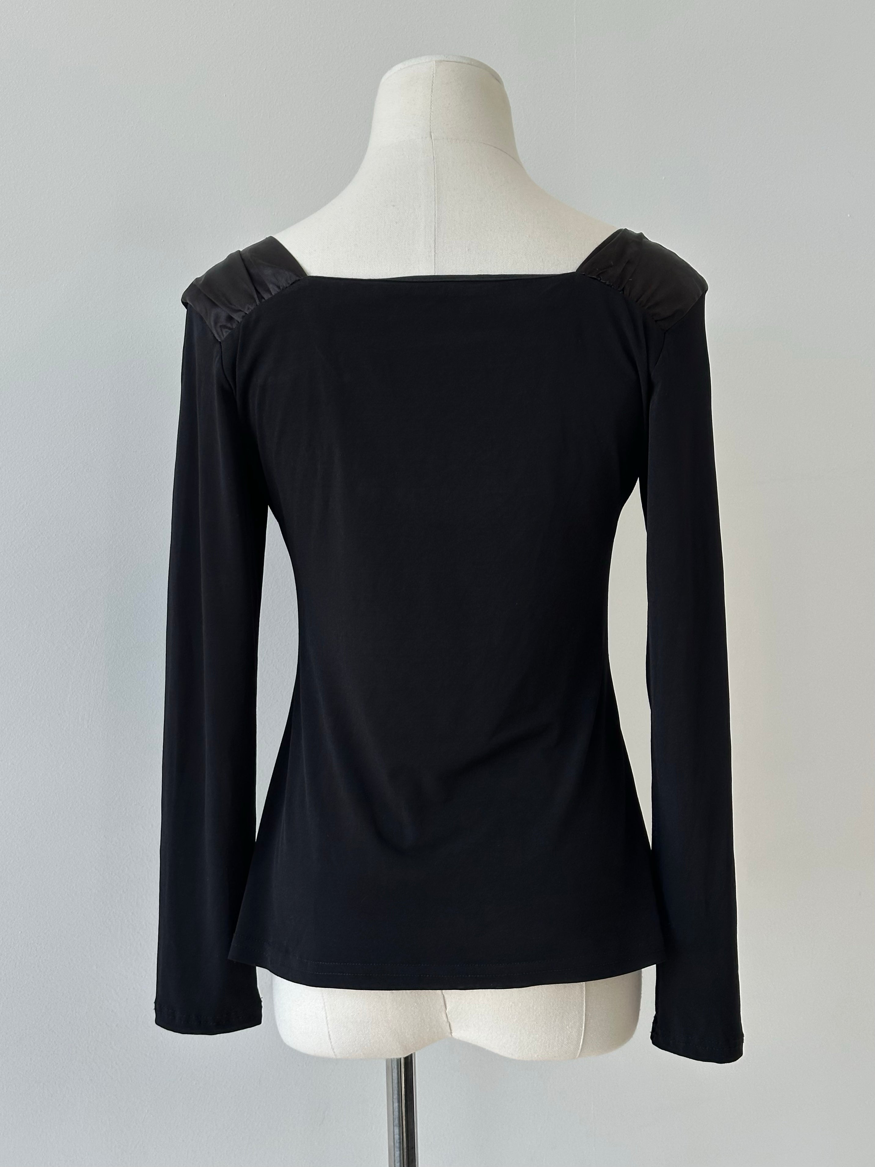 Italian Vintage 1990s Satin Square Neck Top - S-M