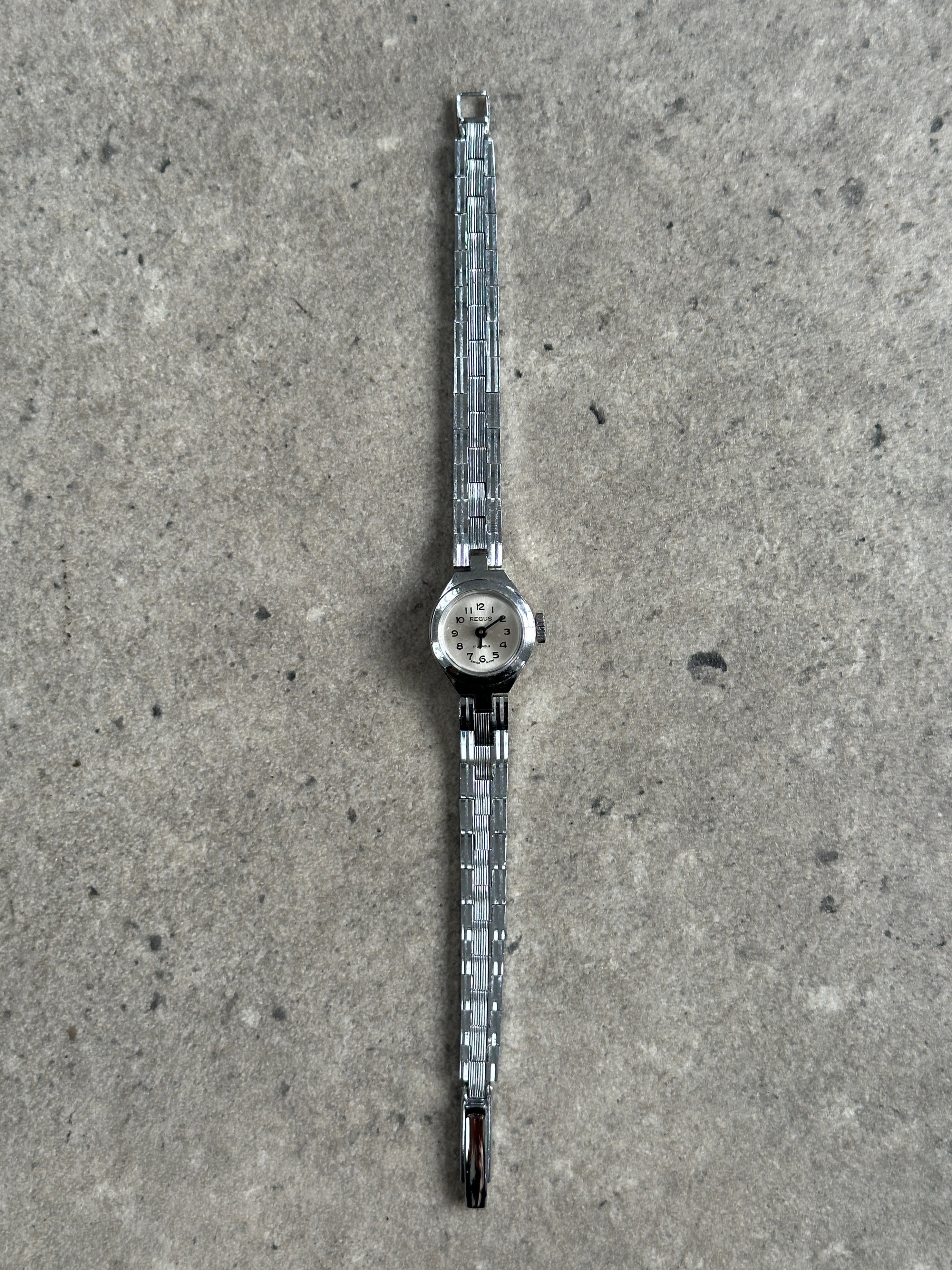 Regus 1970s Swiss Silver ToneJewel Mechanical Watch