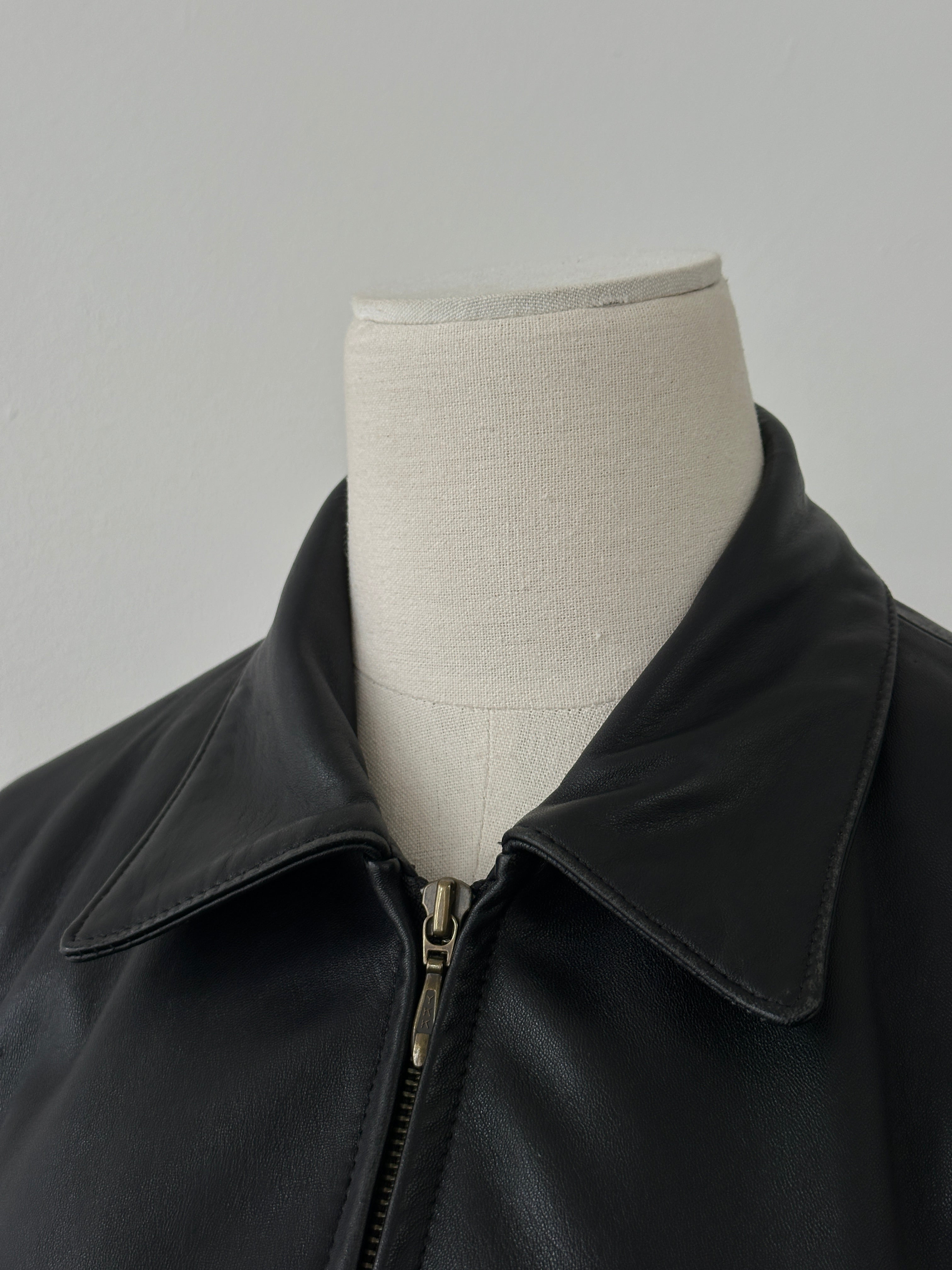 British Vintage 1990s Minimal Smooth Leather Jacket - M