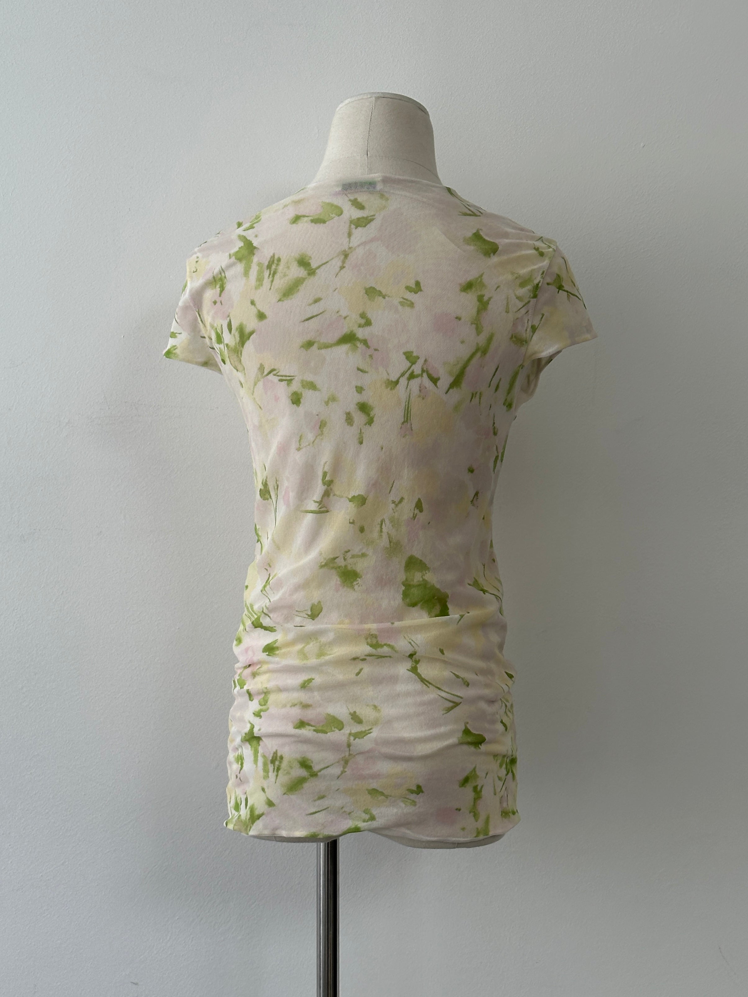 Italian Vintage 2000s Floral Fitted V Neck Top - M