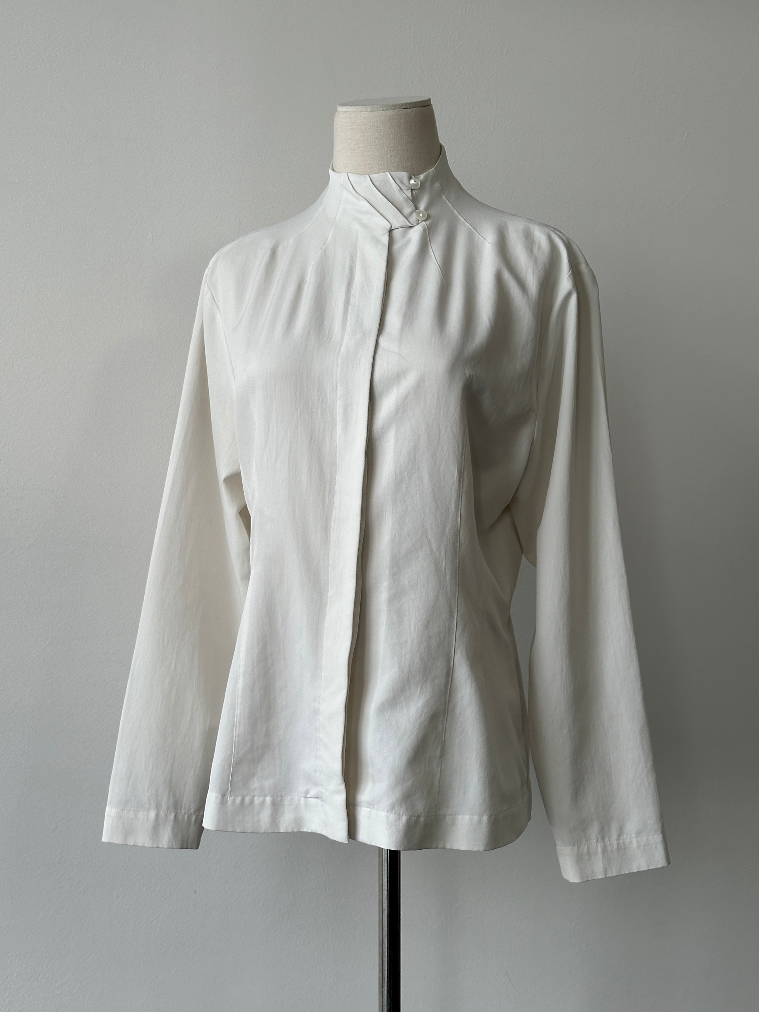 Vintage 1990s High Neck Minimal Shirt - S-M