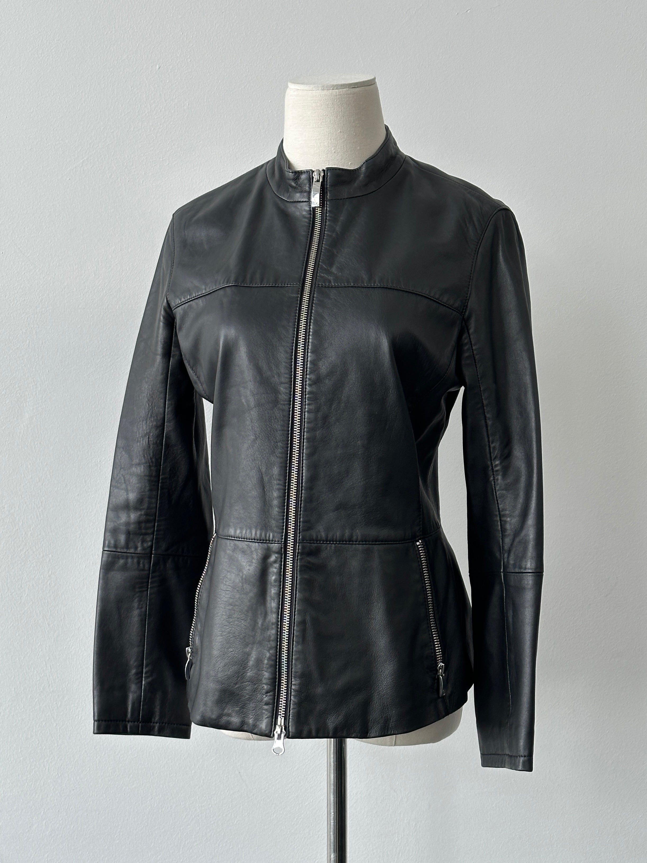 トップス 00s ARMANI JEANS doublezip Dsknit Armani Jeans Double Zip Leather Jacket - XS-S | SYLK